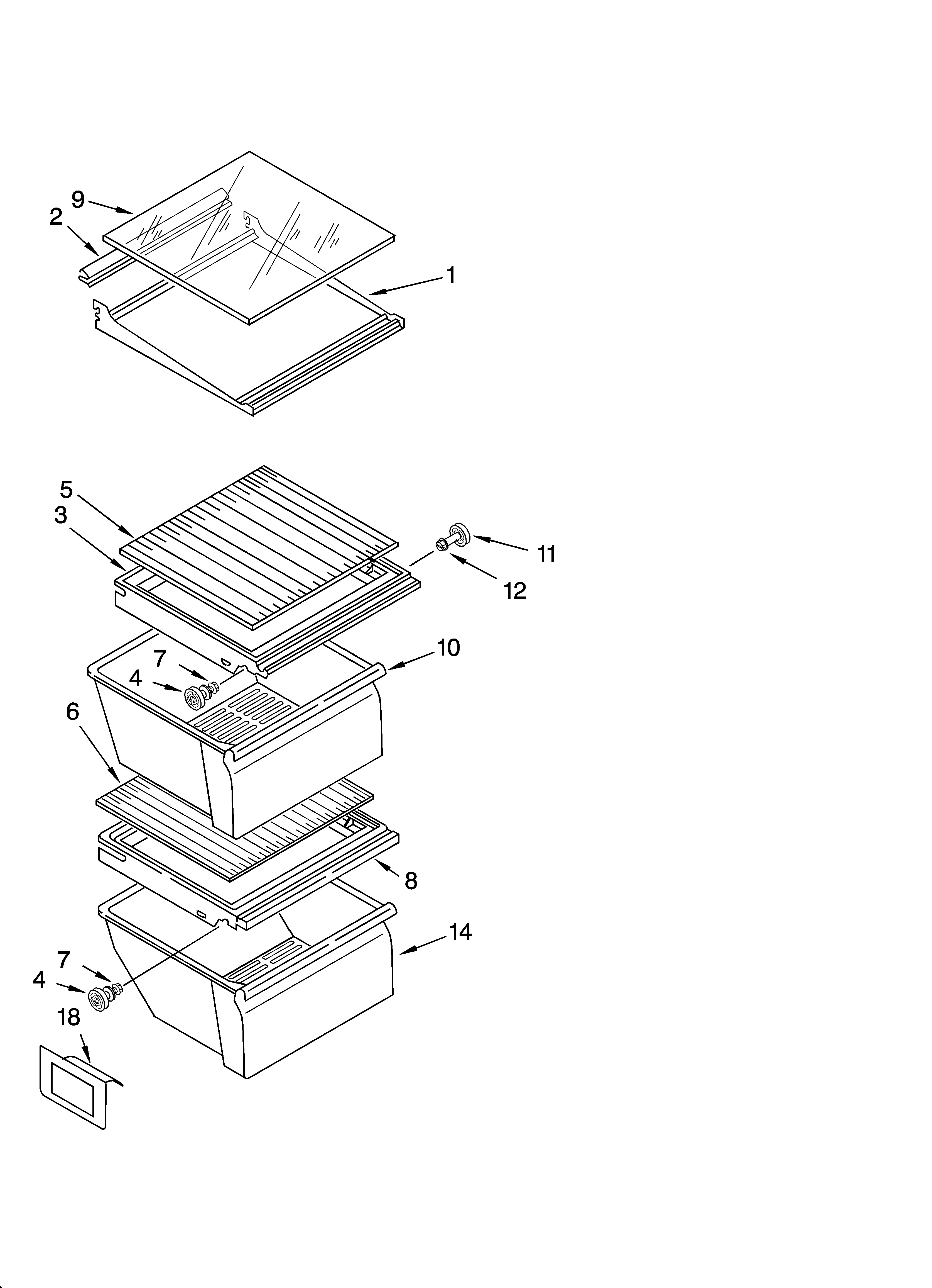 Estate TS25AFXKQ03 refrigerator shelf parts diagram