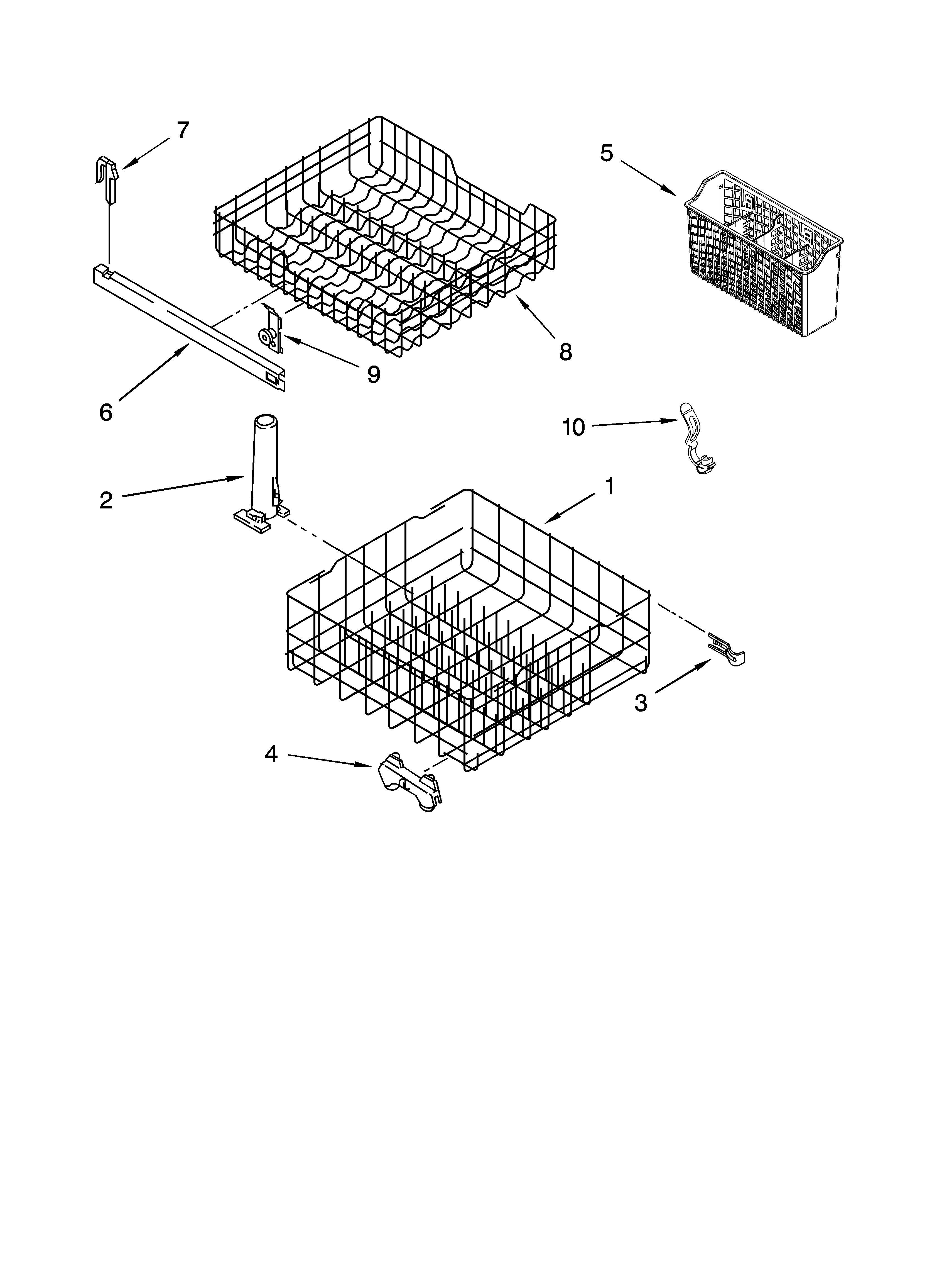 Estate TUD4700MU2 dishrack parts, optional parts (not included) diagram