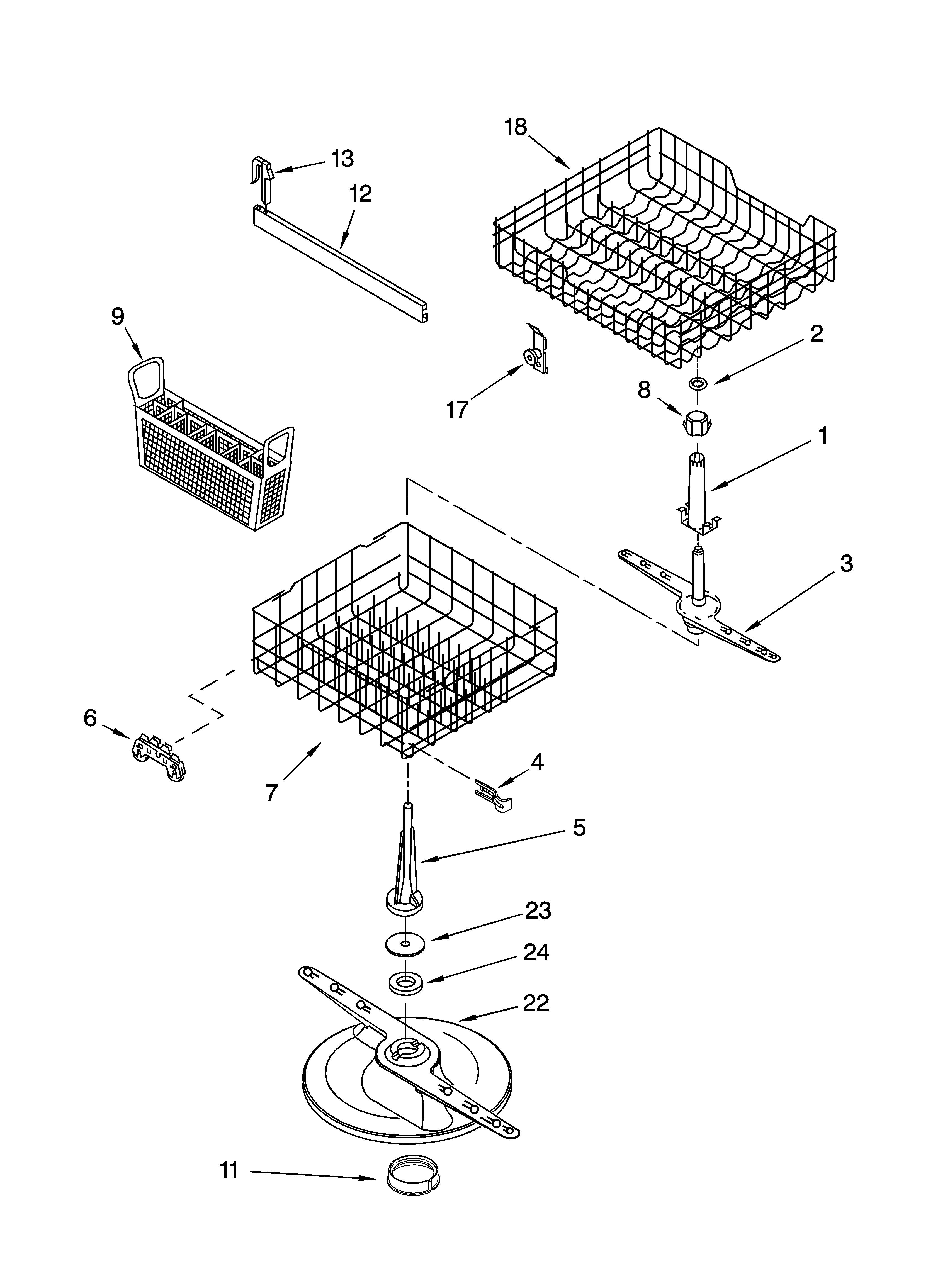 Estate TUD6700PT2 dishrack parts, optional parts (not included) diagram