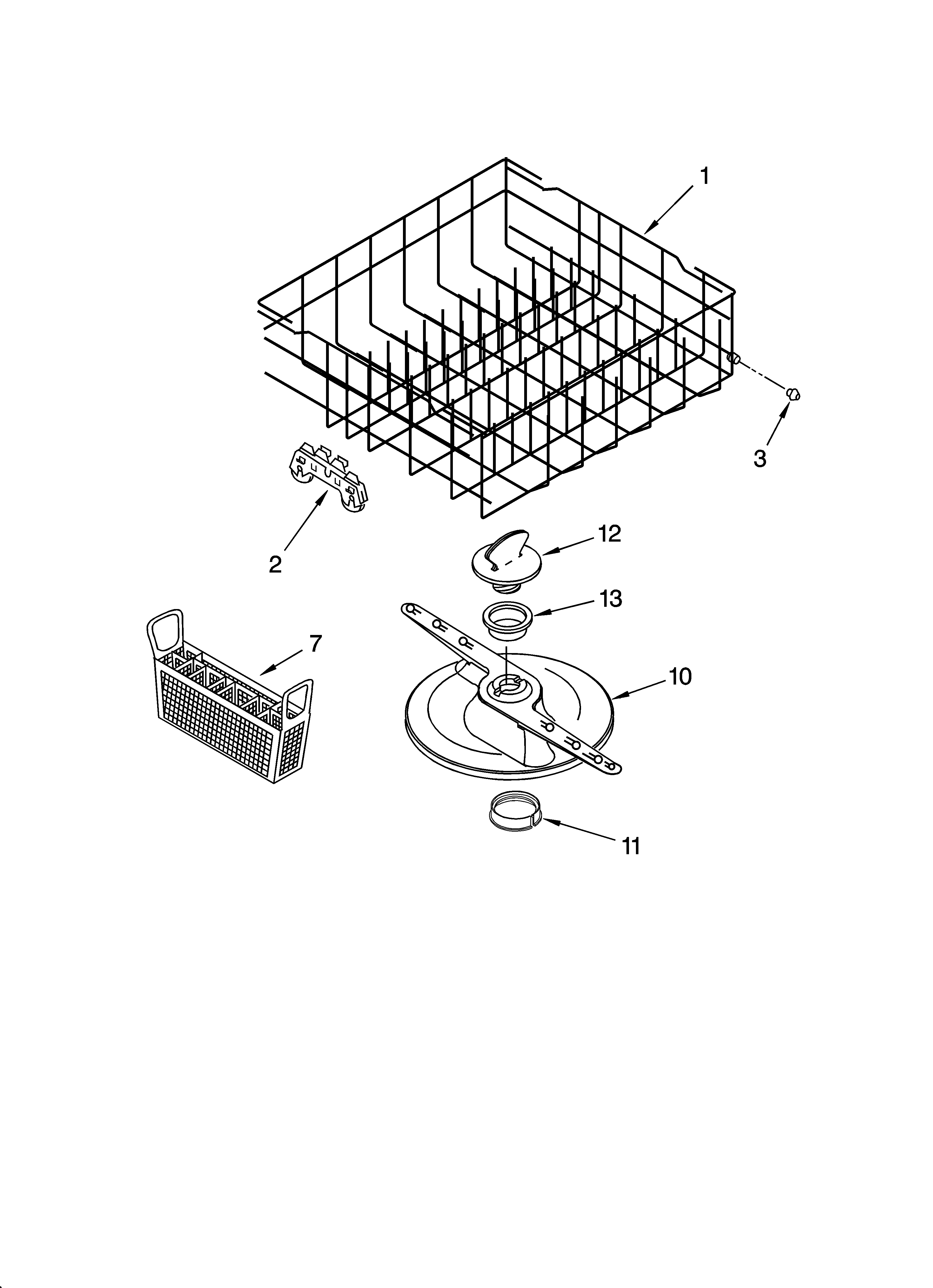 Estate TUD6710PB2 lower dishrack parts, optional parts (not included) diagram