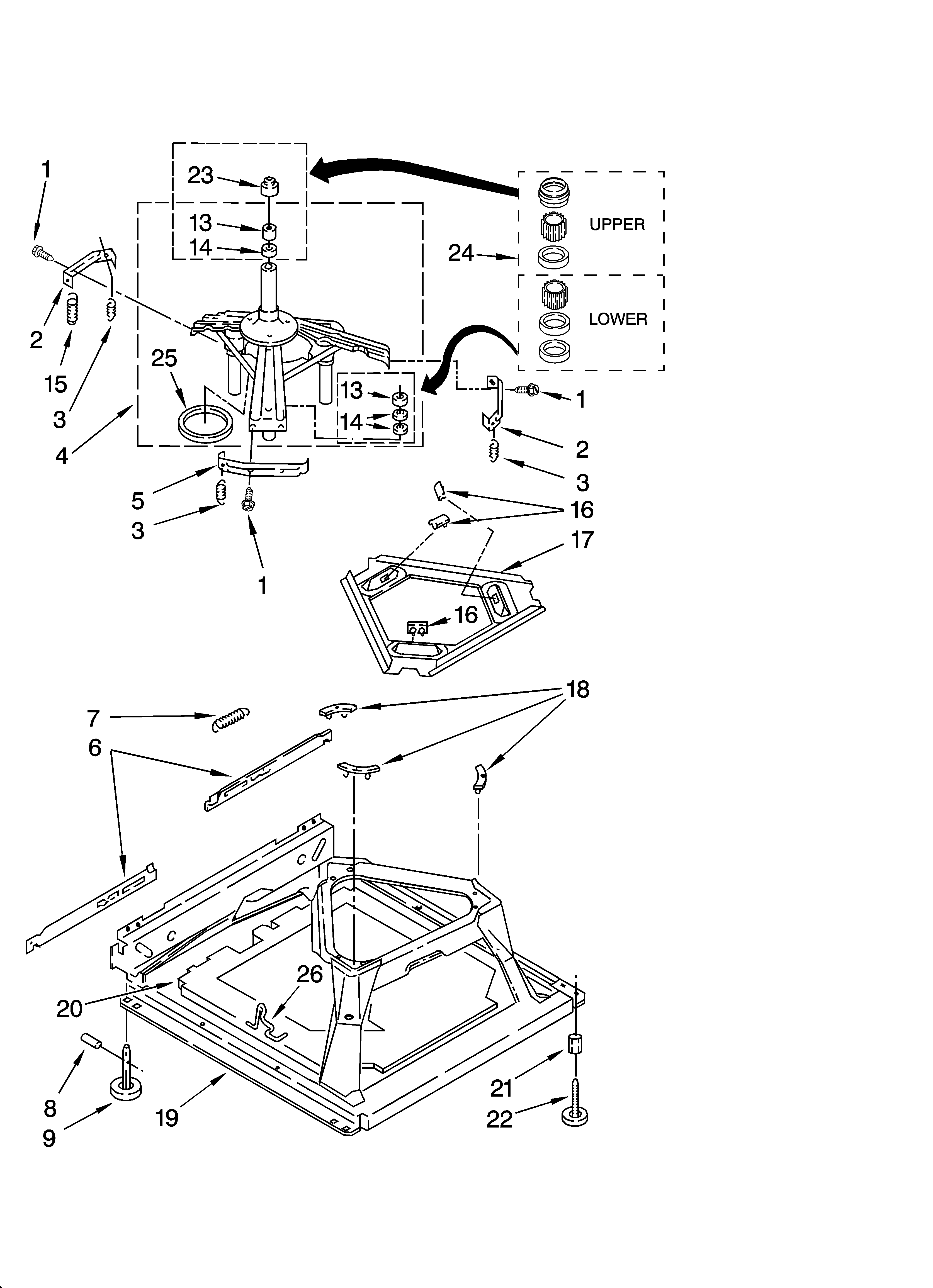 Whirlpool 4PGSC9455JT2 machine base parts diagram
