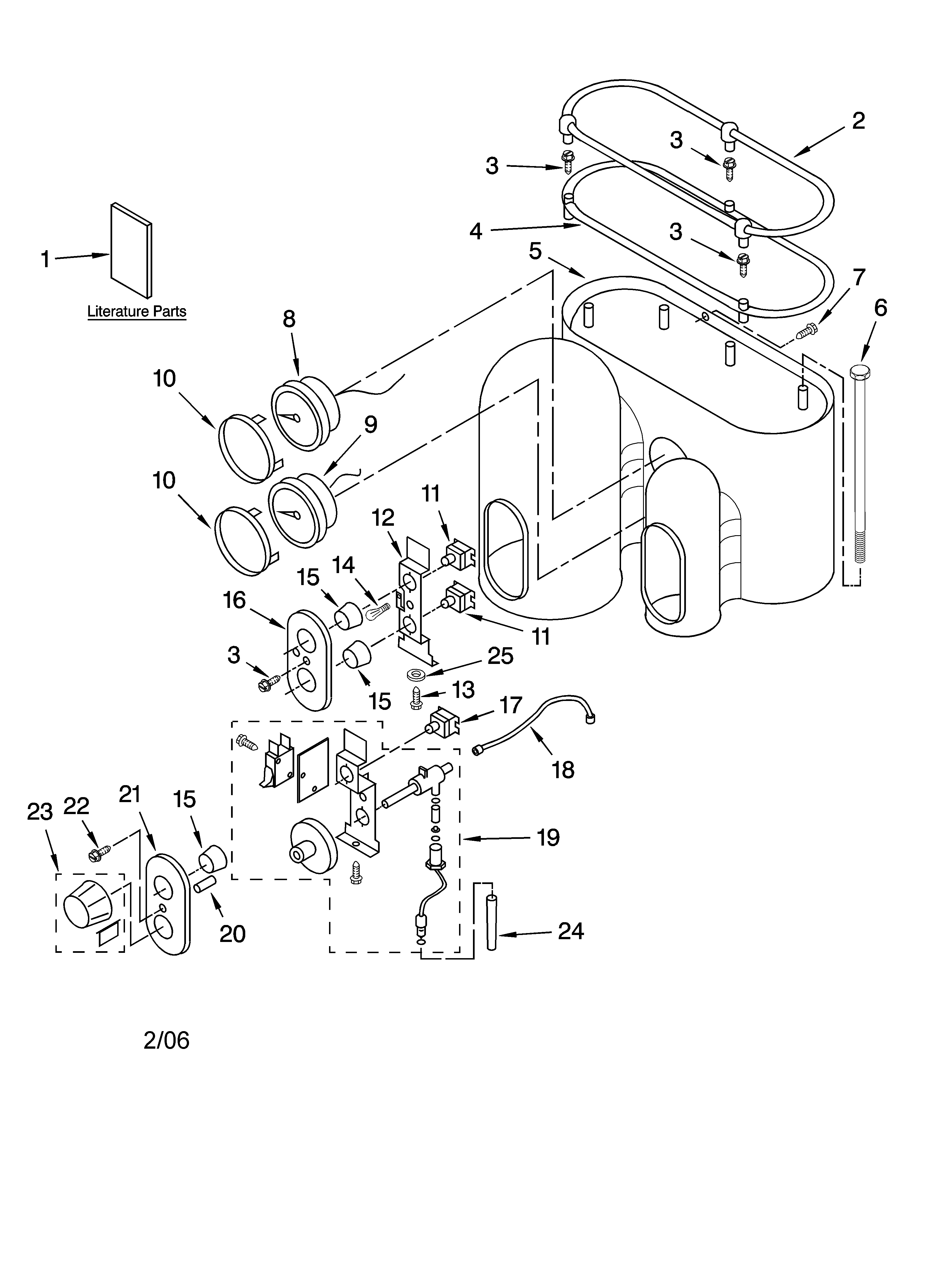 KitchenAid 5KES100EPM0 upper housing and controls diagram
