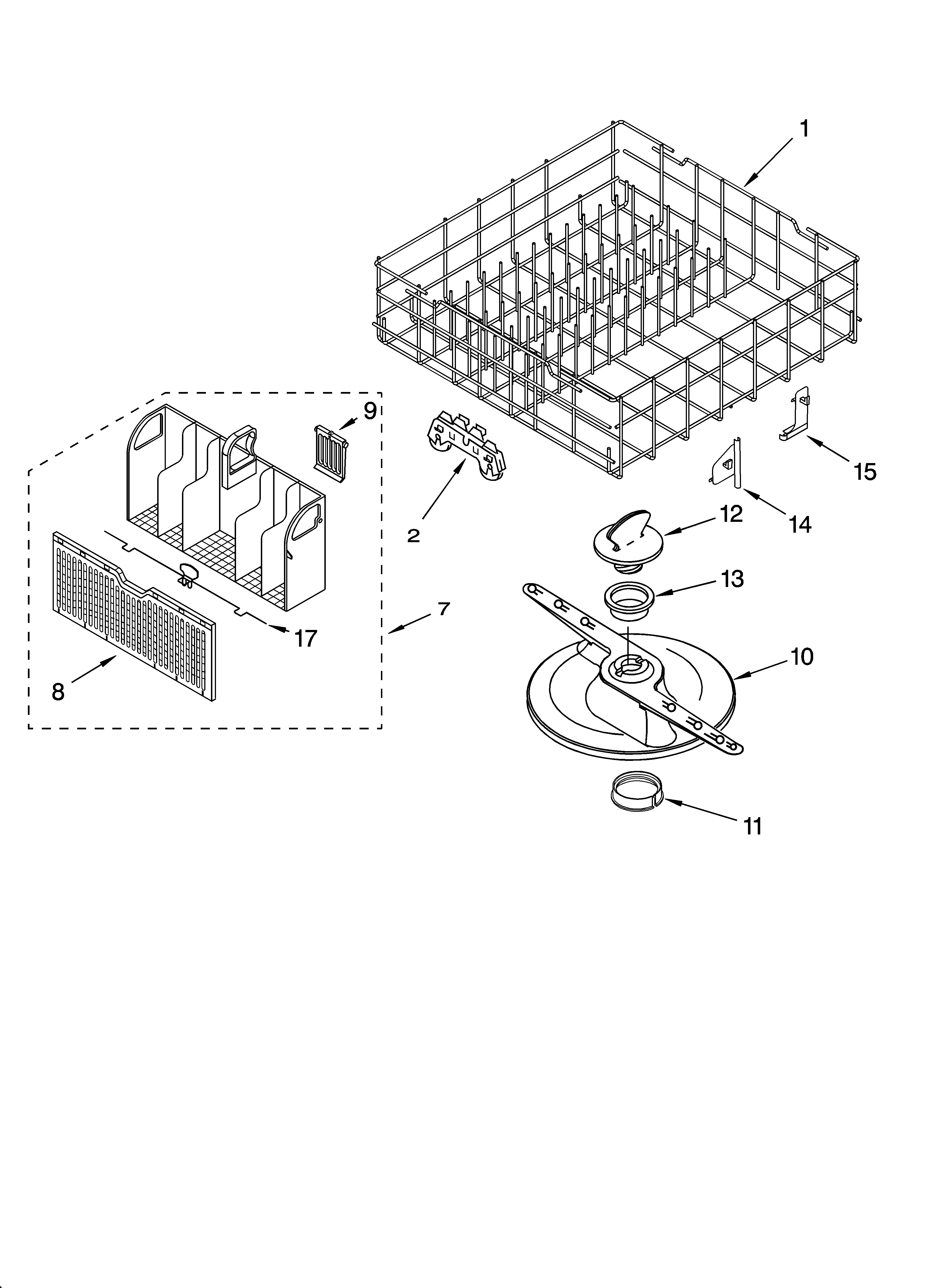 Whirlpool DP940PWPQ2 lower dishrack parts, optional parts (not included) diagram