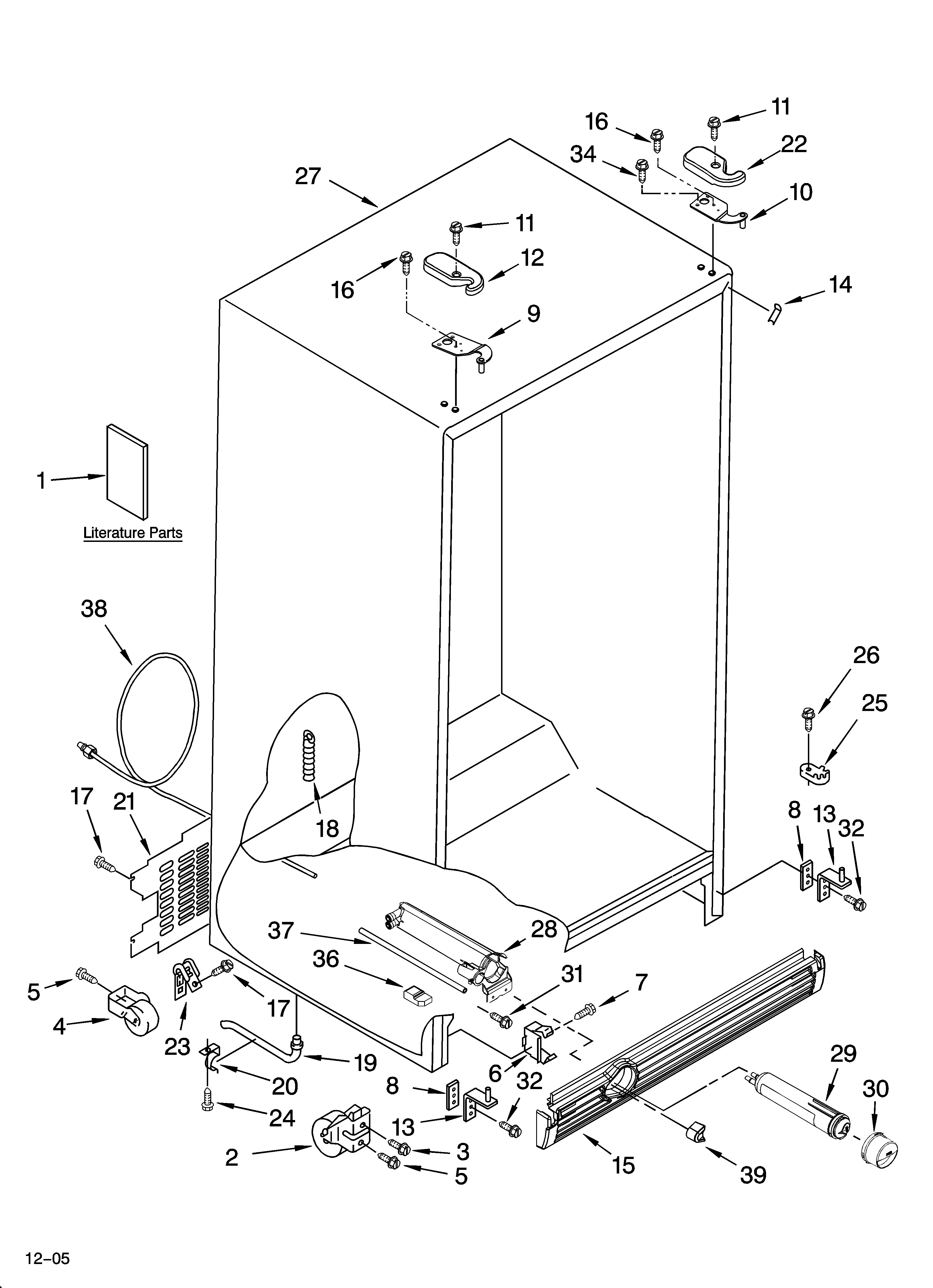 Whirlpool ED2JHGXRL02 cabinet parts diagram