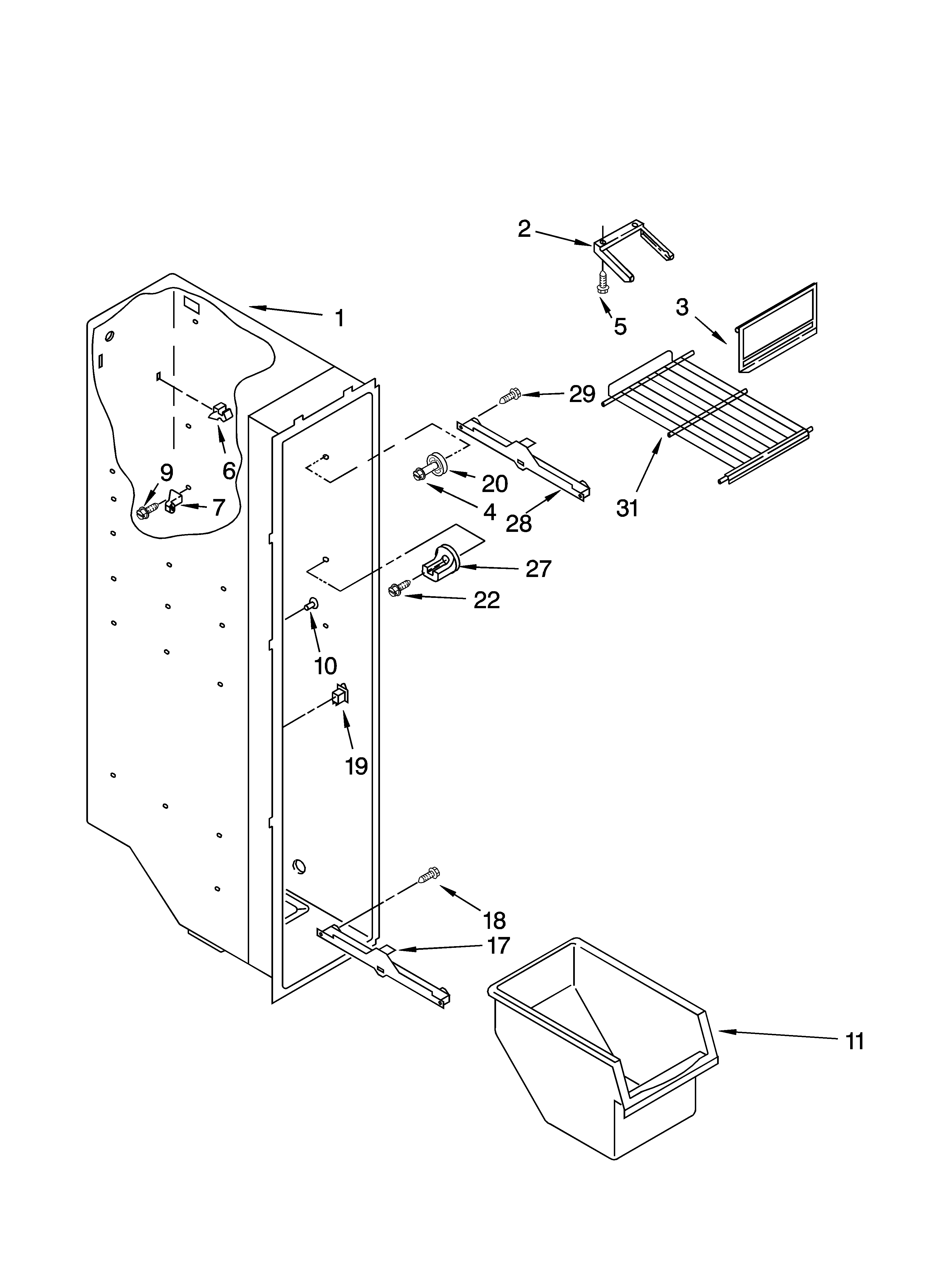 Whirlpool ED2JHGXRL02 freezer liner parts diagram