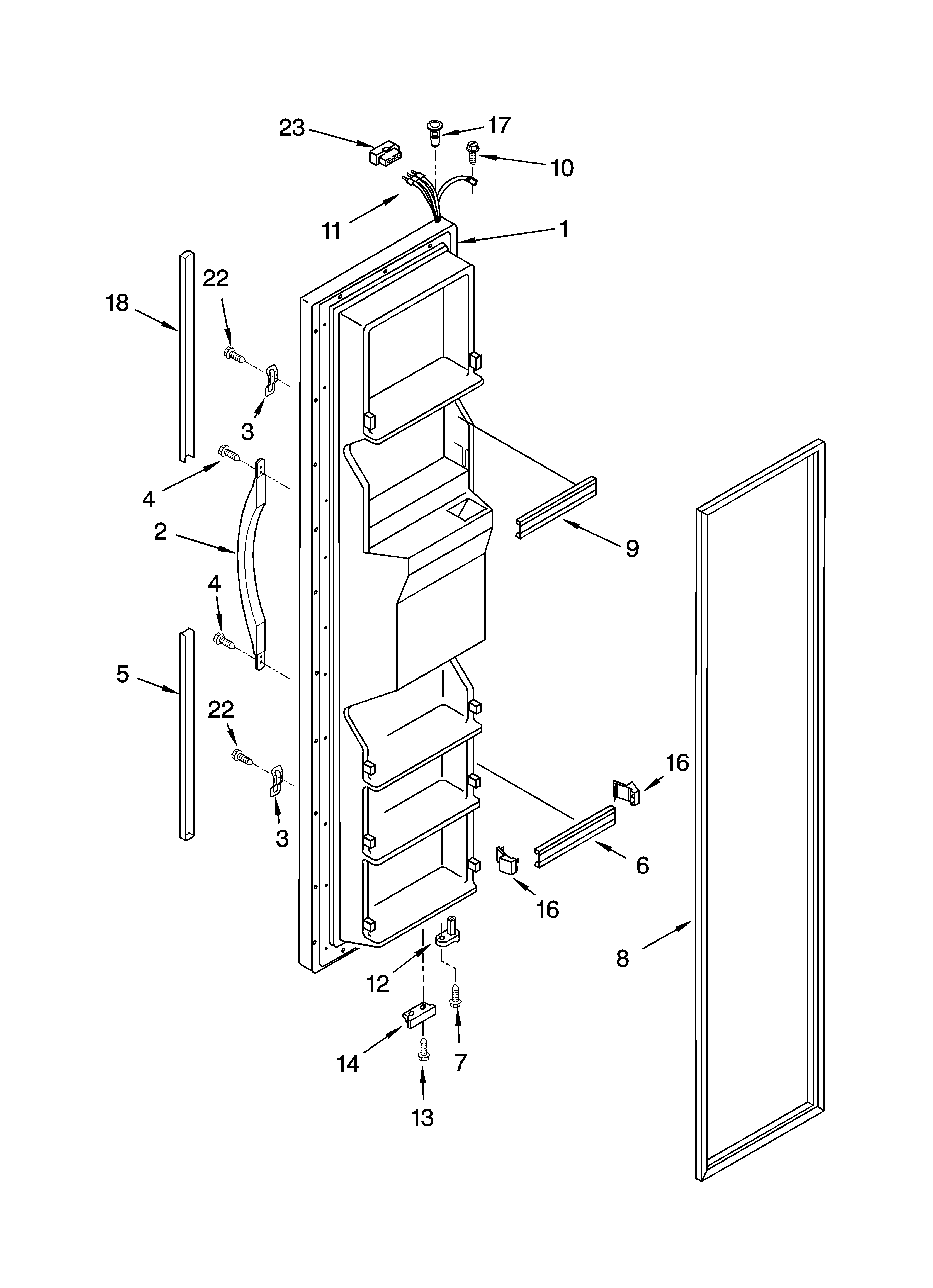 Whirlpool ED2JHGXRL02 freezer door parts diagram
