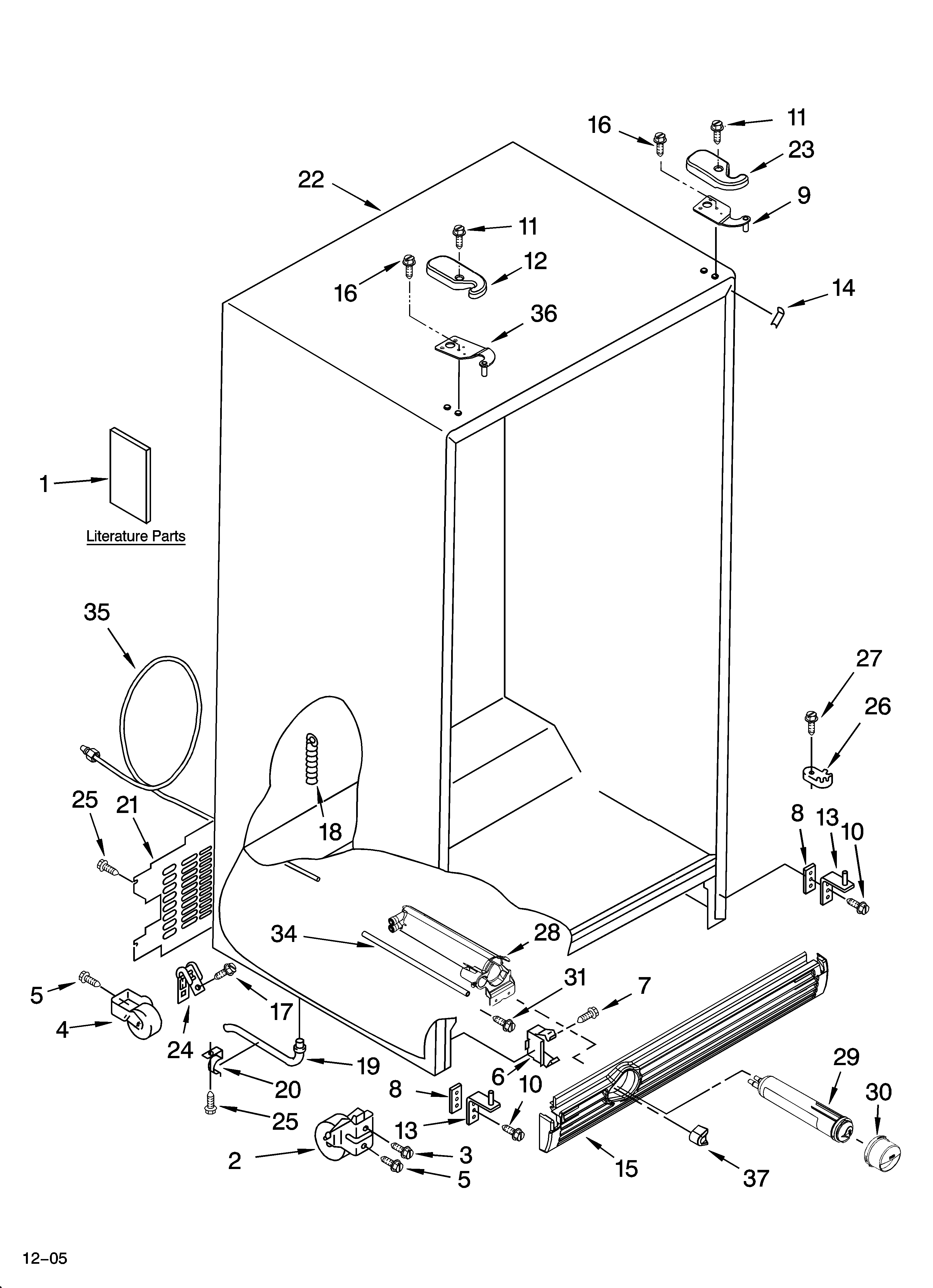 Whirlpool ED5PHAXSL00 cabinet parts diagram