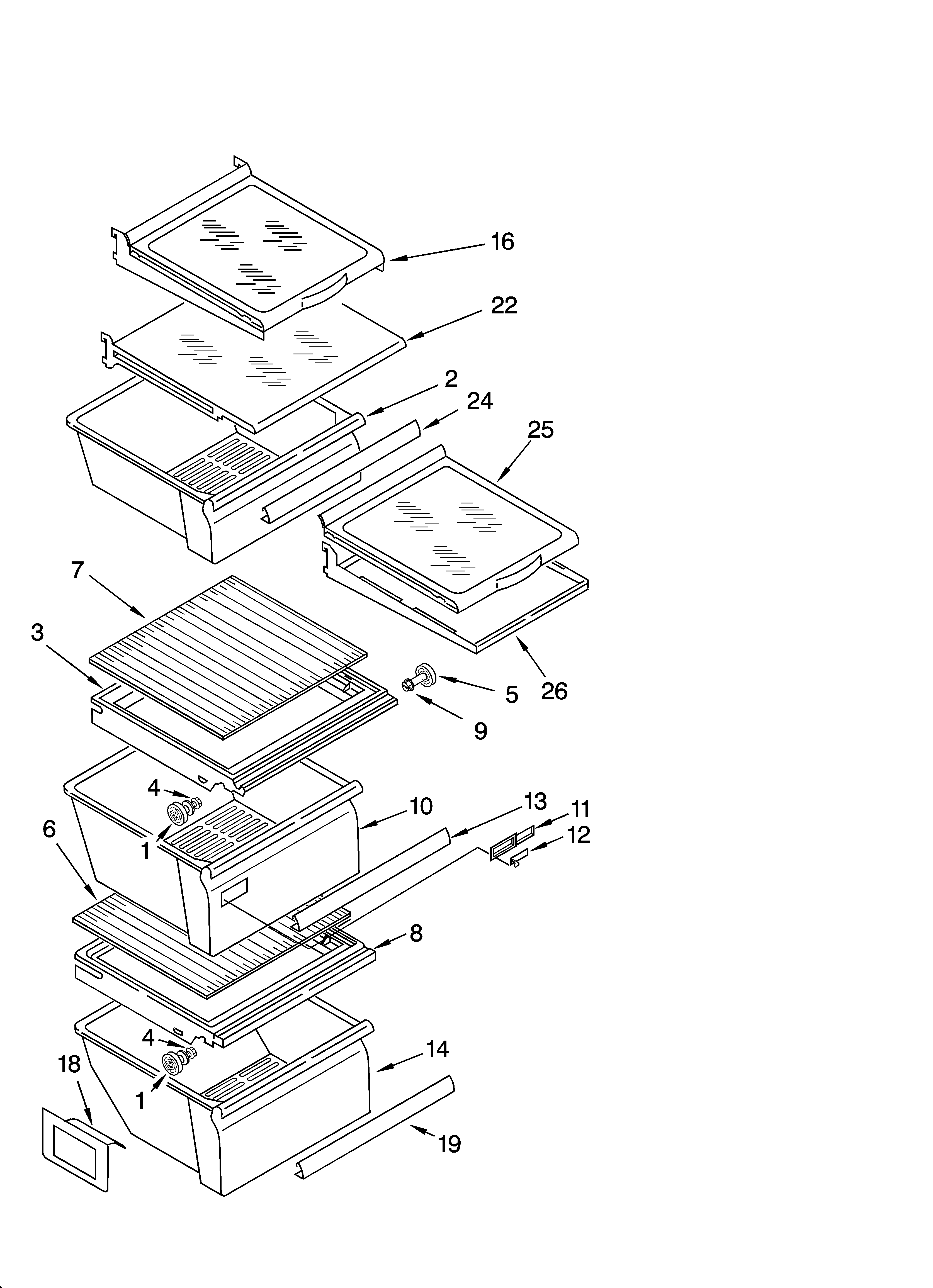 Whirlpool ED5PHAXSL00 refrigerator shelf parts diagram