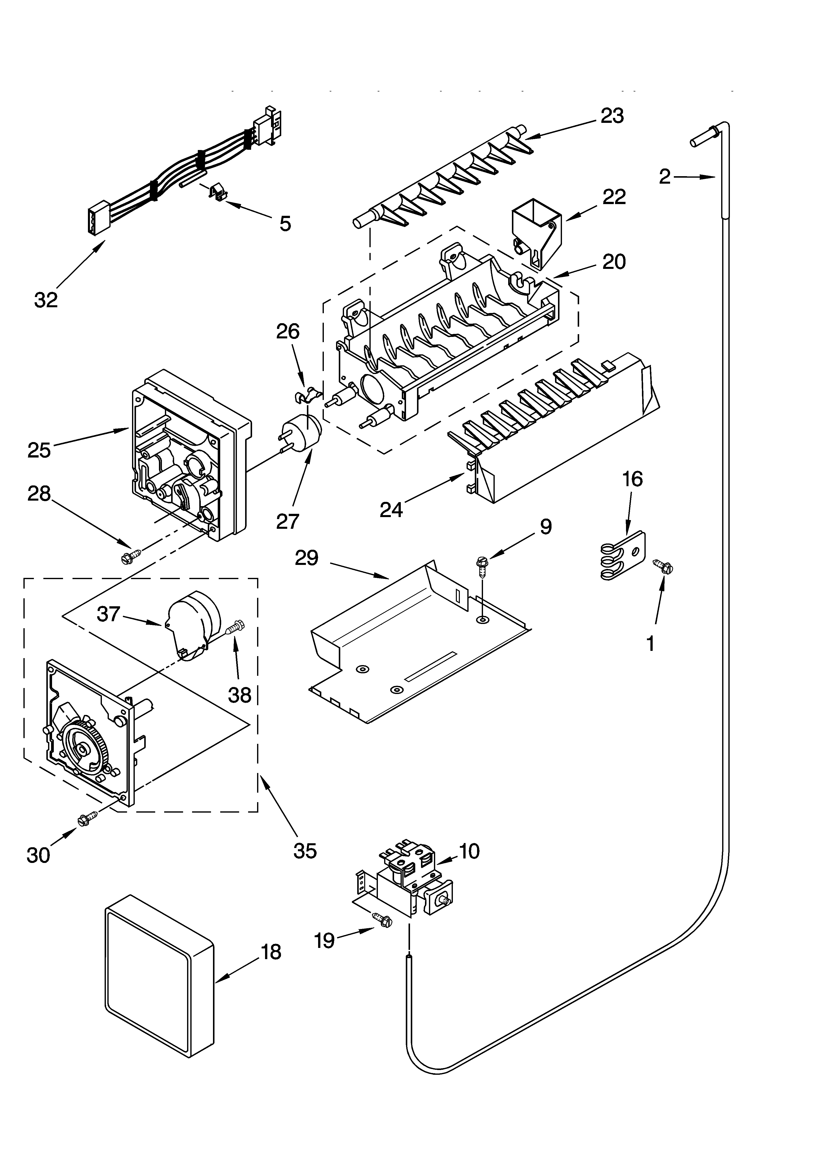 Whirlpool ED5PHAXSL00 icemaker parts, optional parts (not included) diagram