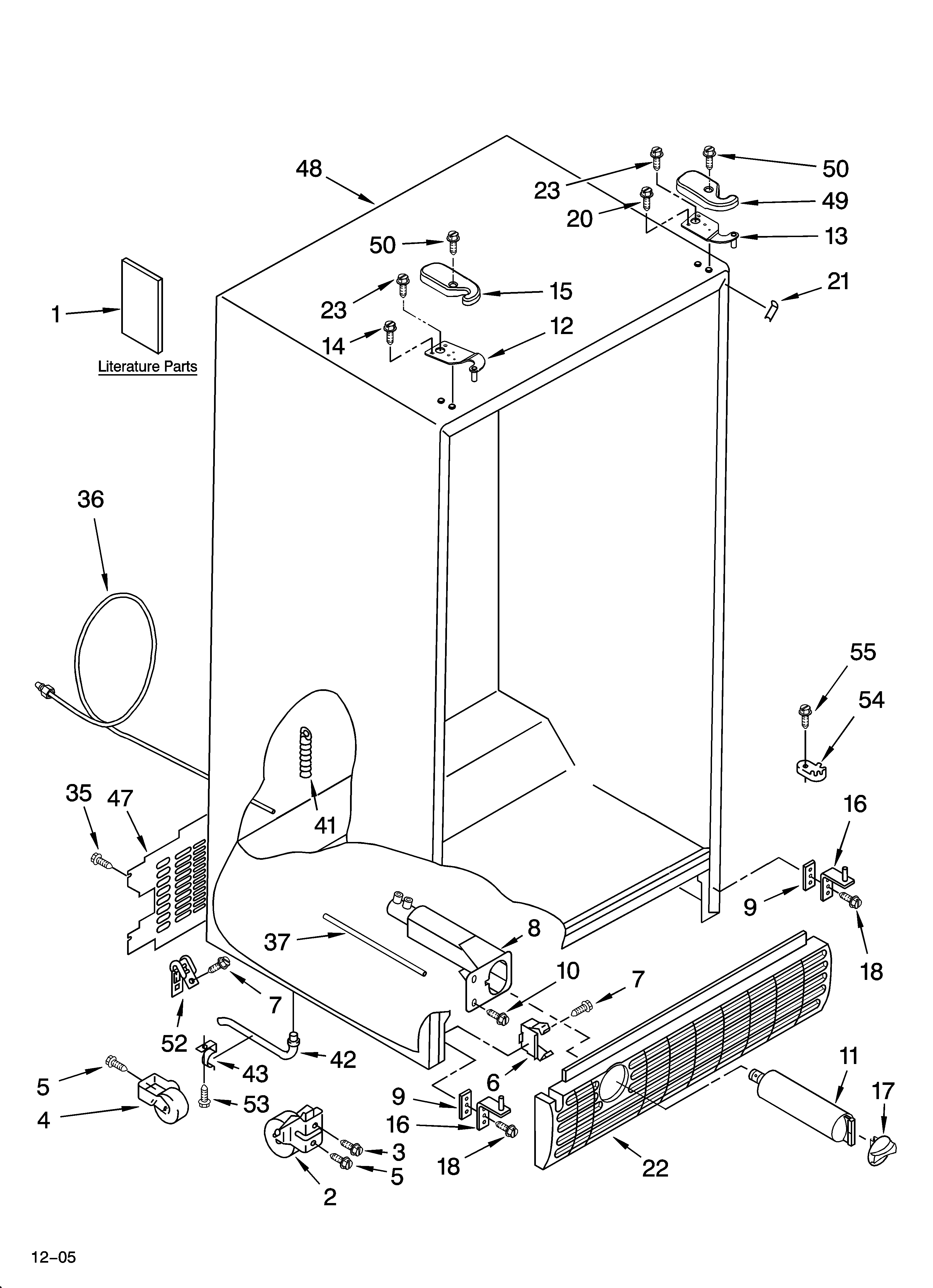 Whirlpool ED5VHGXMB12 cabinet parts diagram