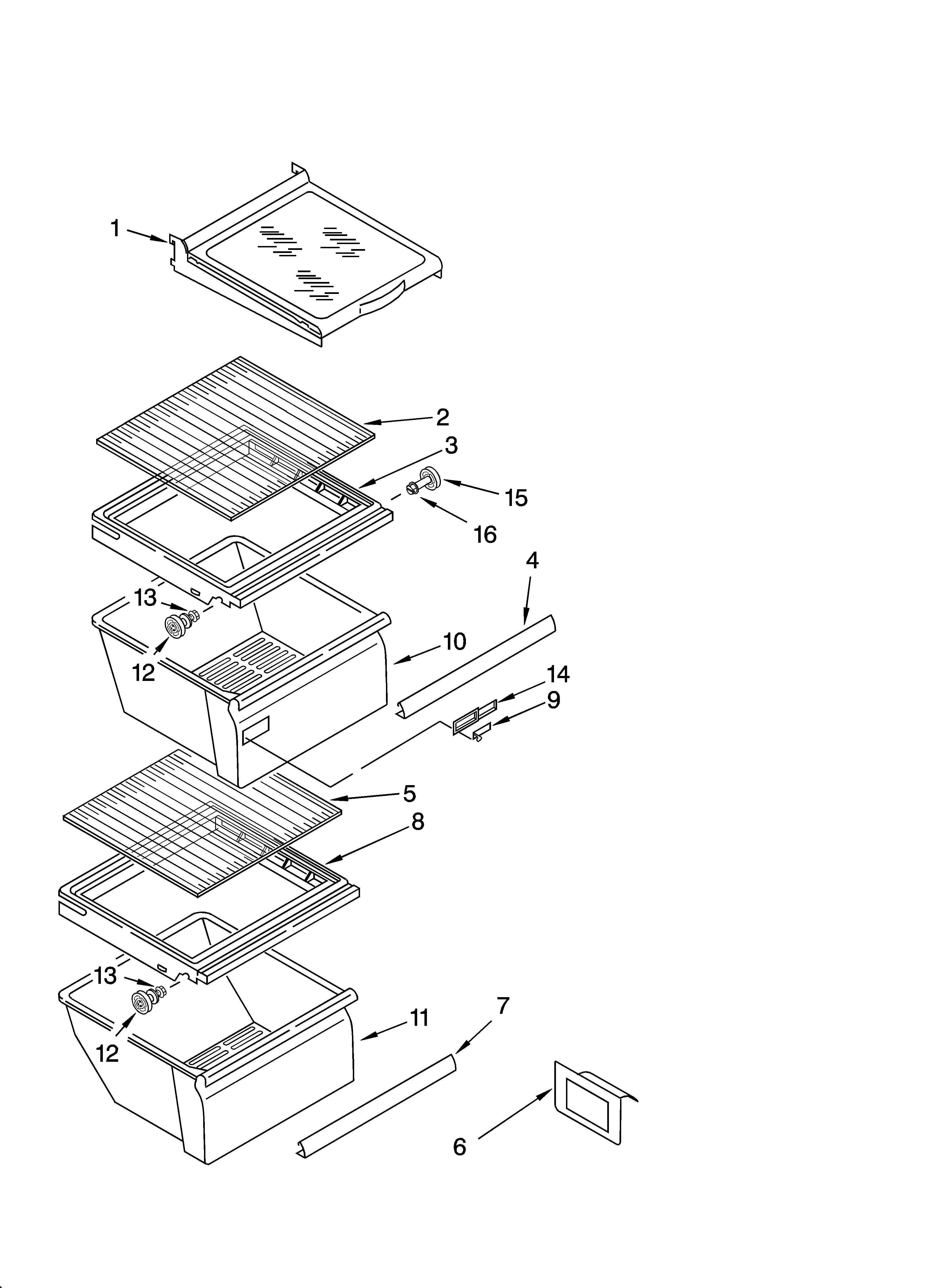Whirlpool ED5VHGXMB12 refrigerator shelf parts diagram