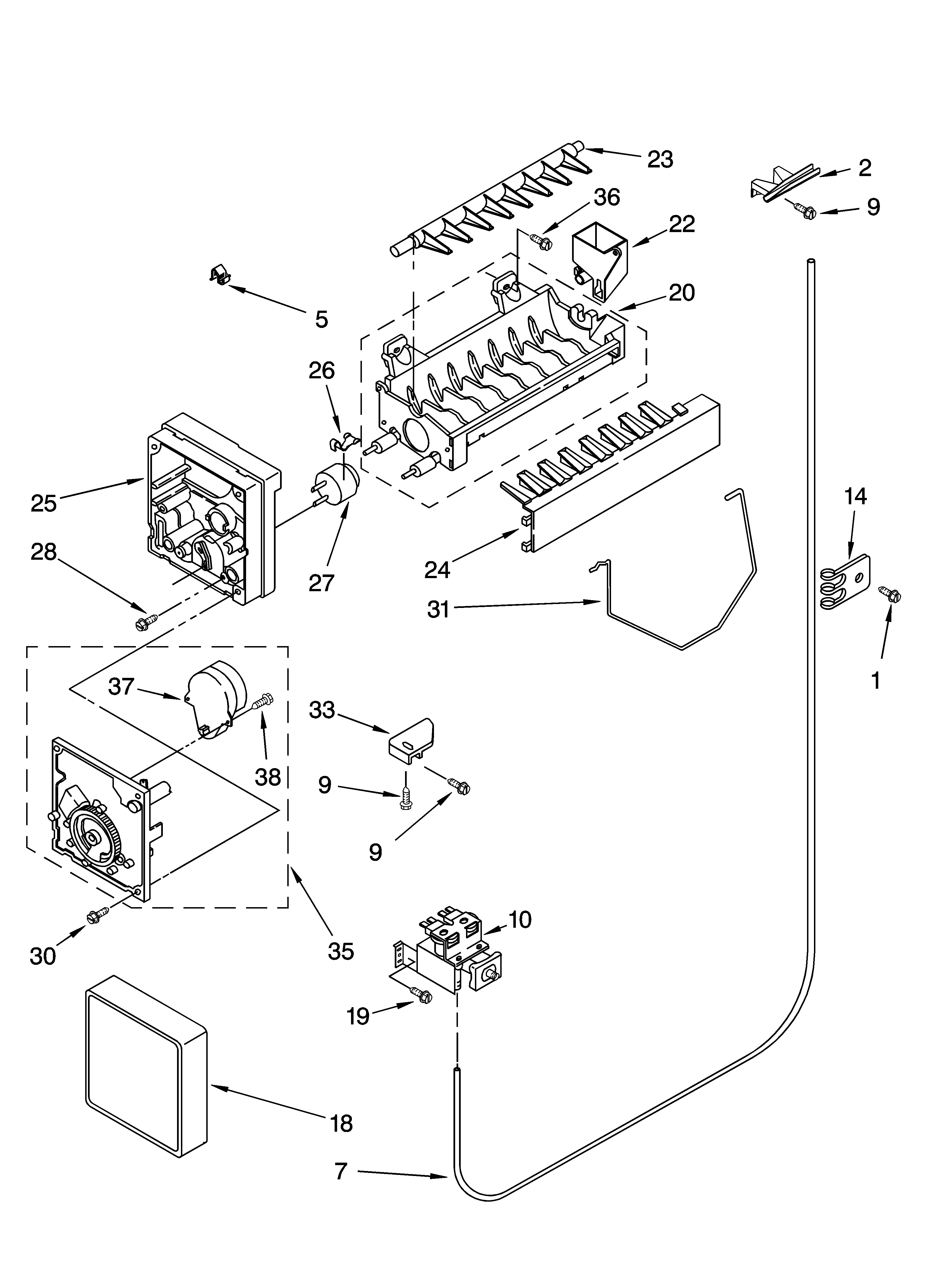 Whirlpool ED5VHGXMB12 icemaker parts, optional parts (not included) diagram
