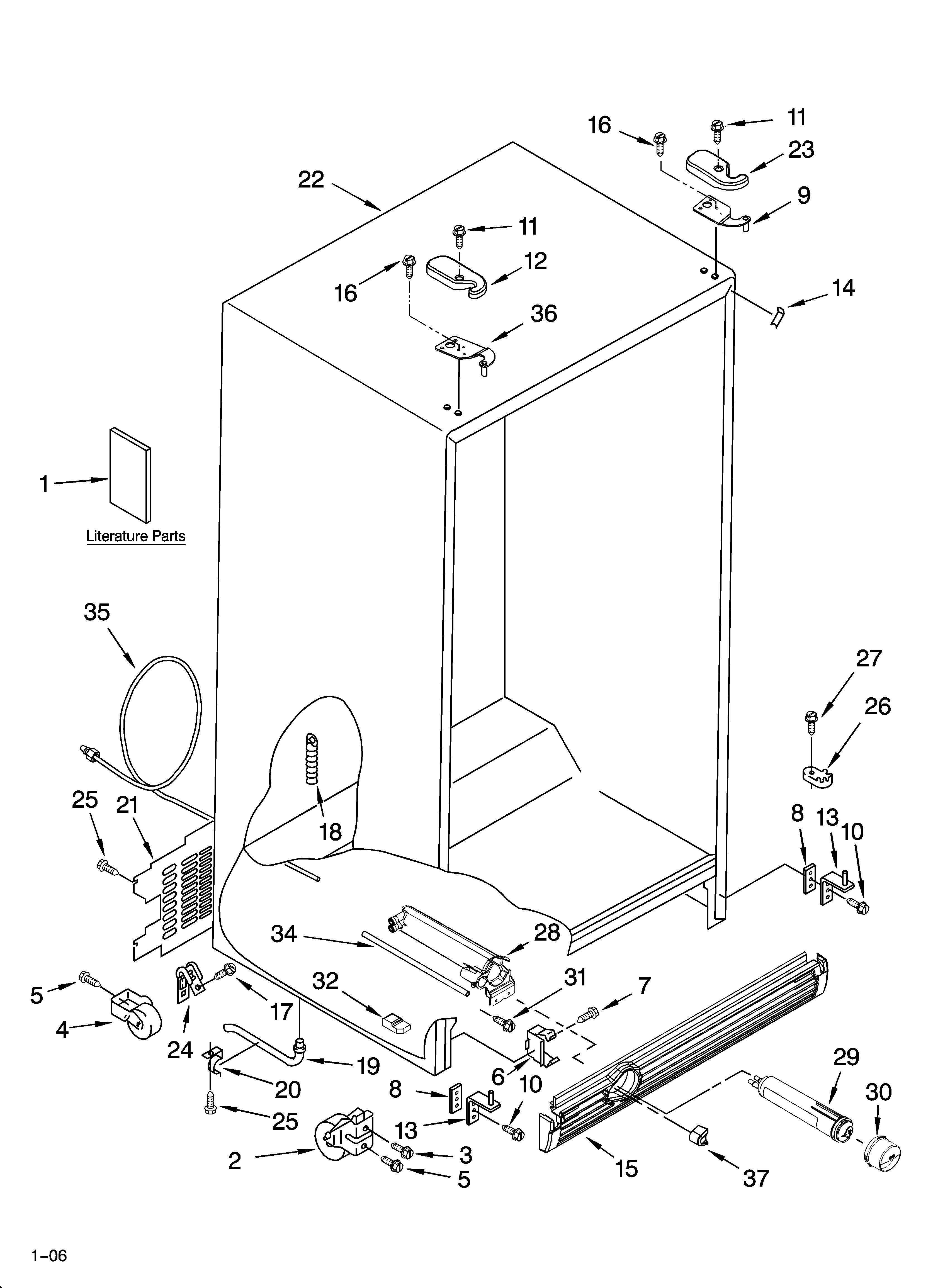 Whirlpool ES5PHAXSQ00 cabinet parts diagram