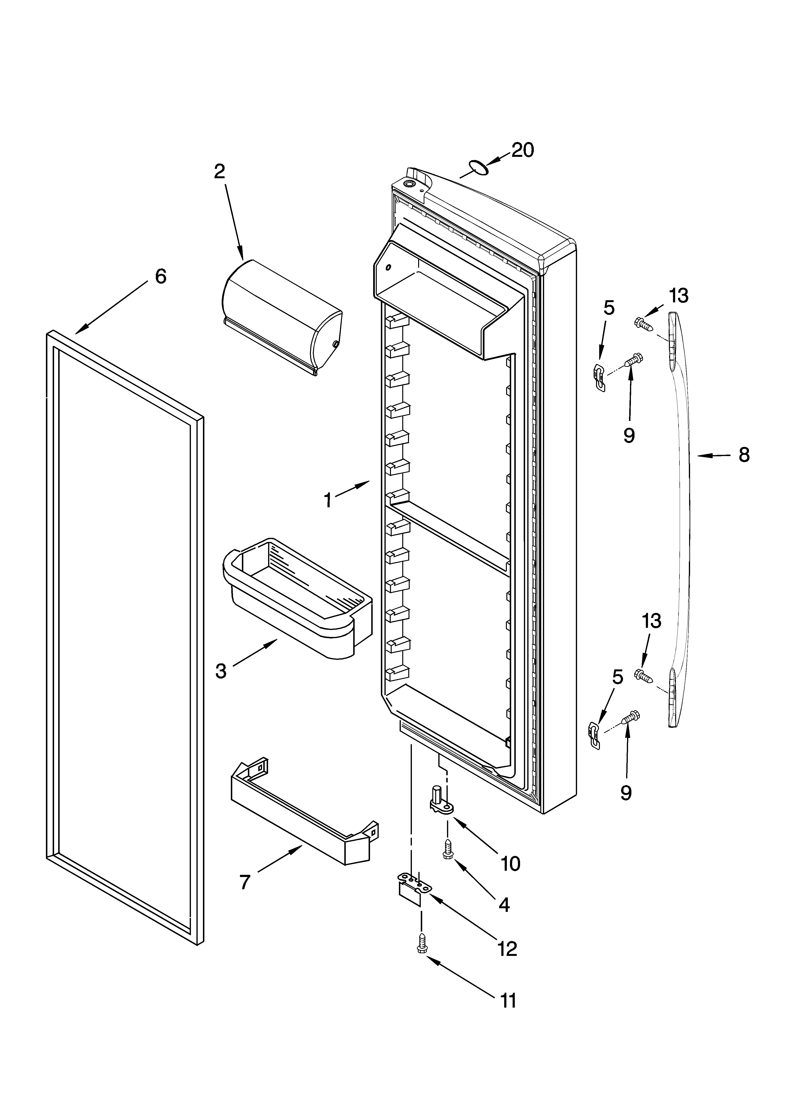 Whirlpool ES5PHAXSQ00 refrigerator door parts diagram