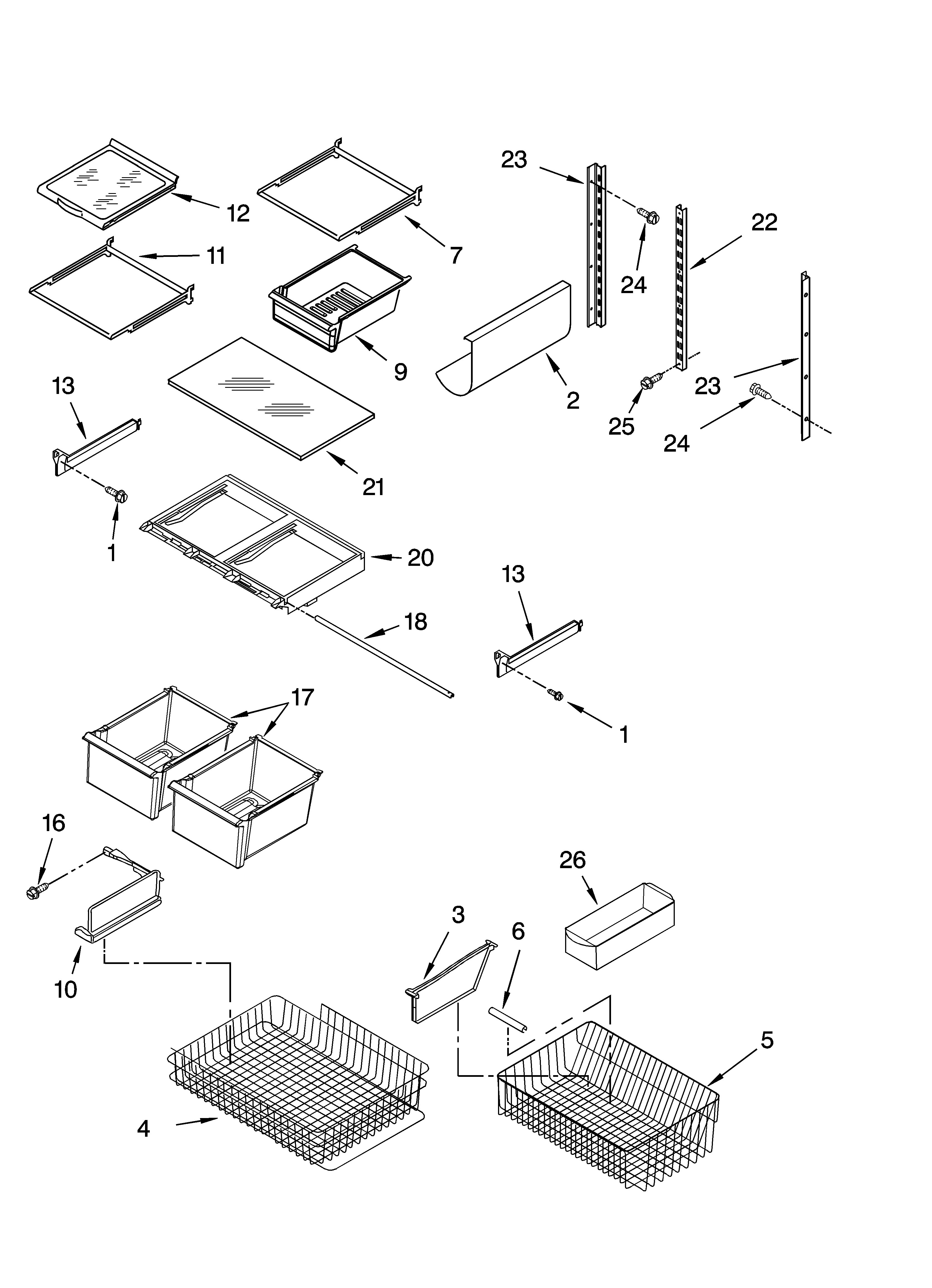Whirlpool GB2SHDXPQ01 shelf parts diagram