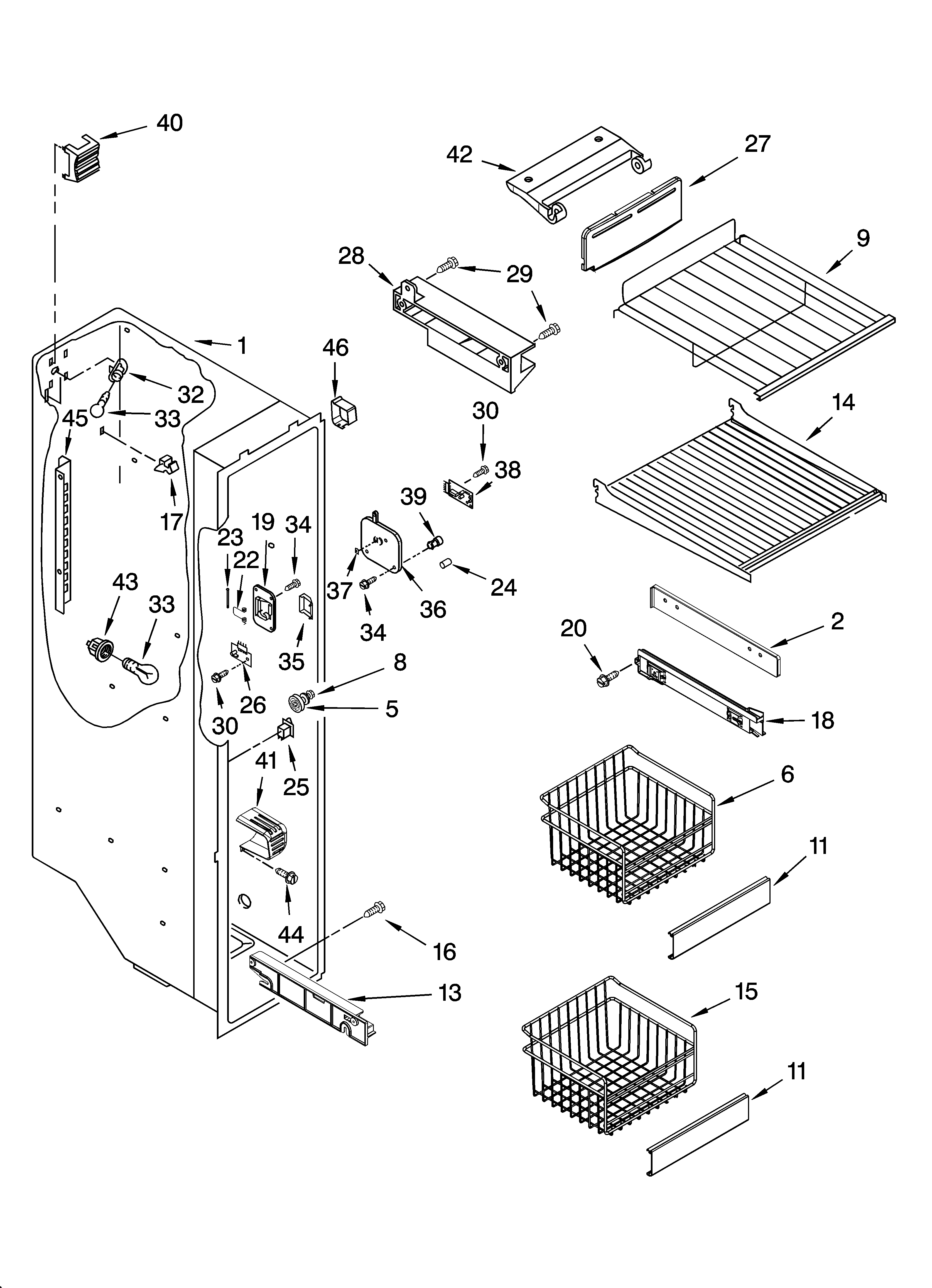 Whirlpool GC5THEXNT00 freezer liner parts diagram