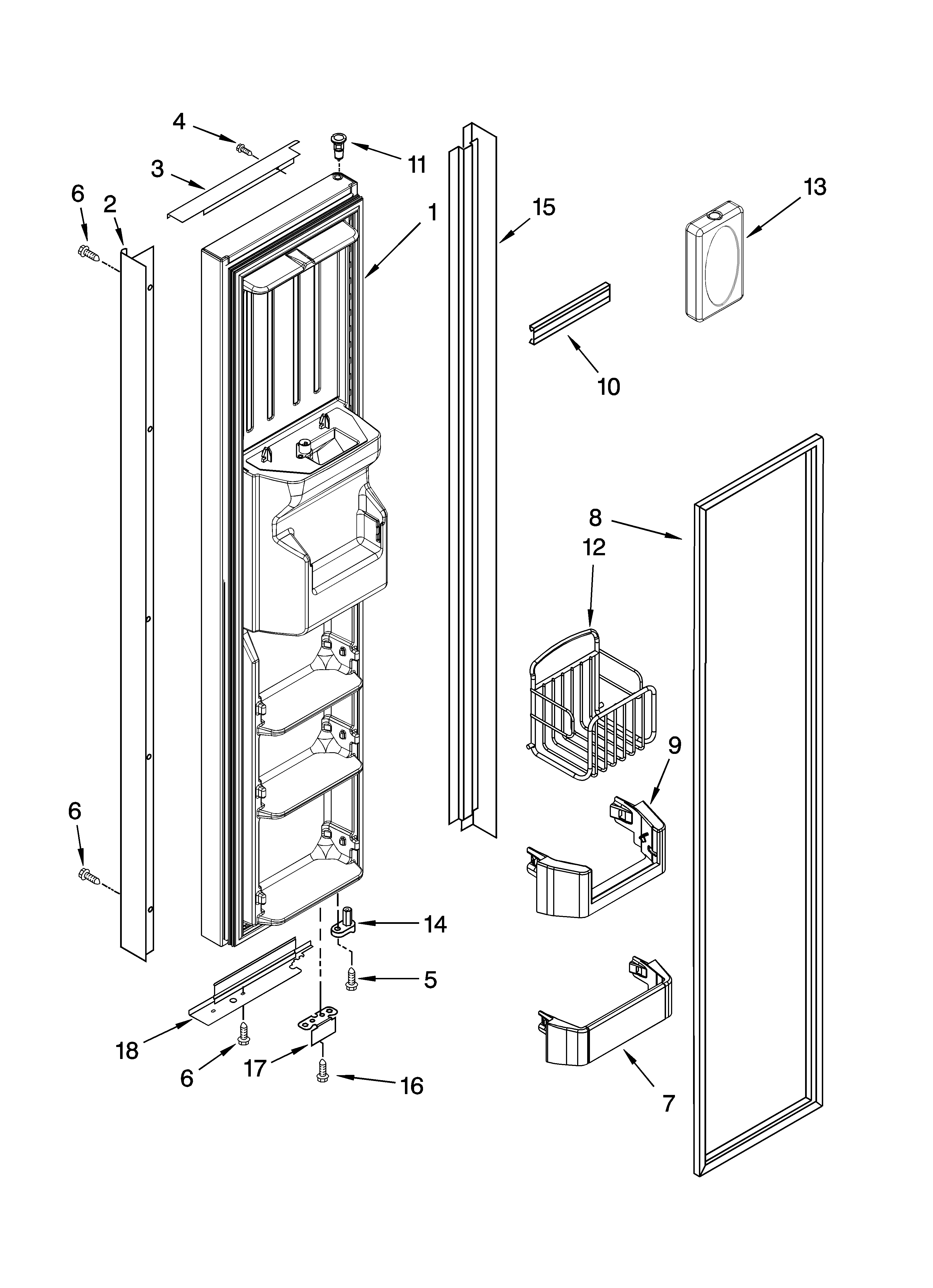 Whirlpool GC5THEXNT00 freezer door parts diagram