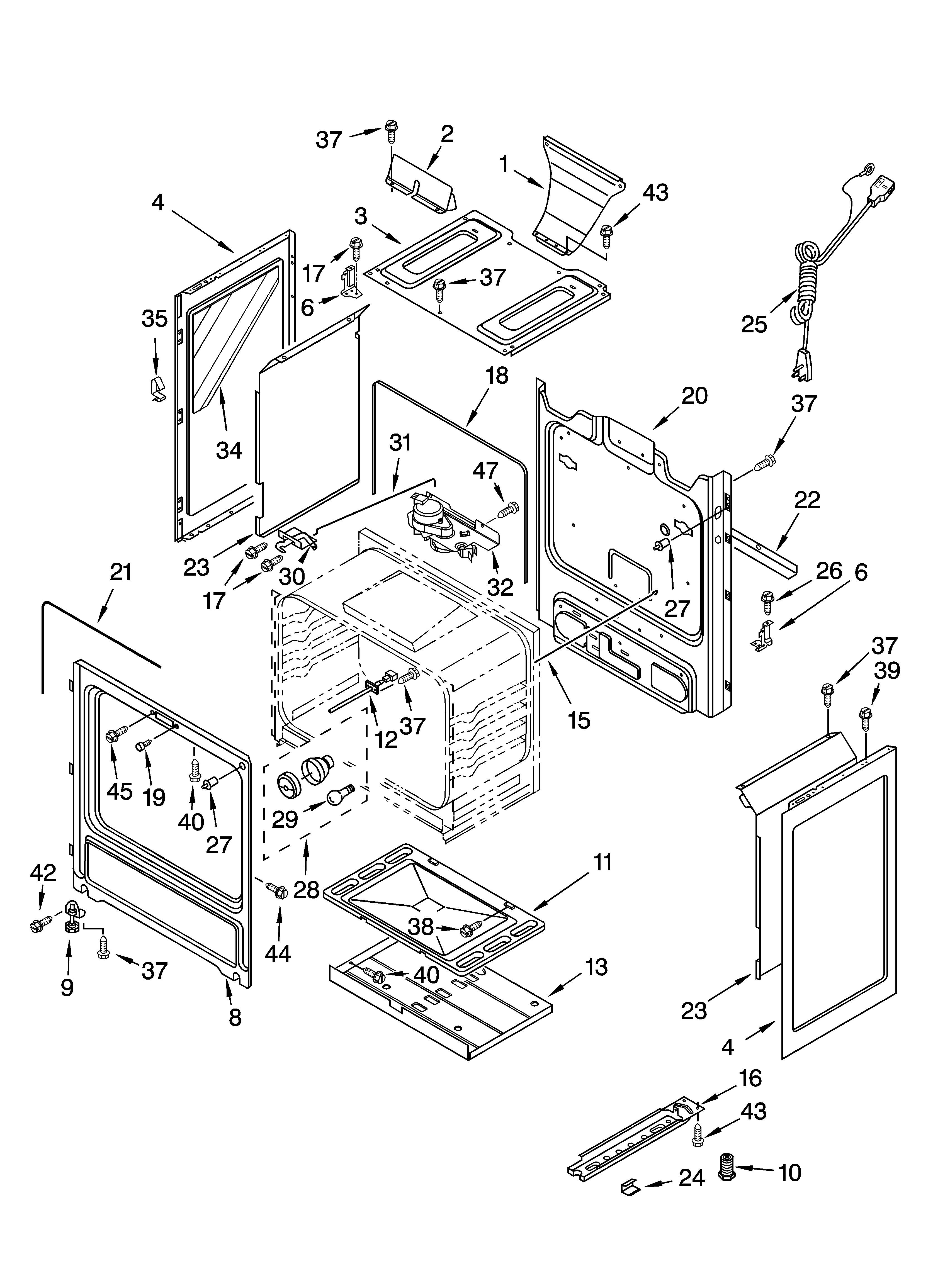 Whirlpool GS470LEMT3 chassis parts diagram