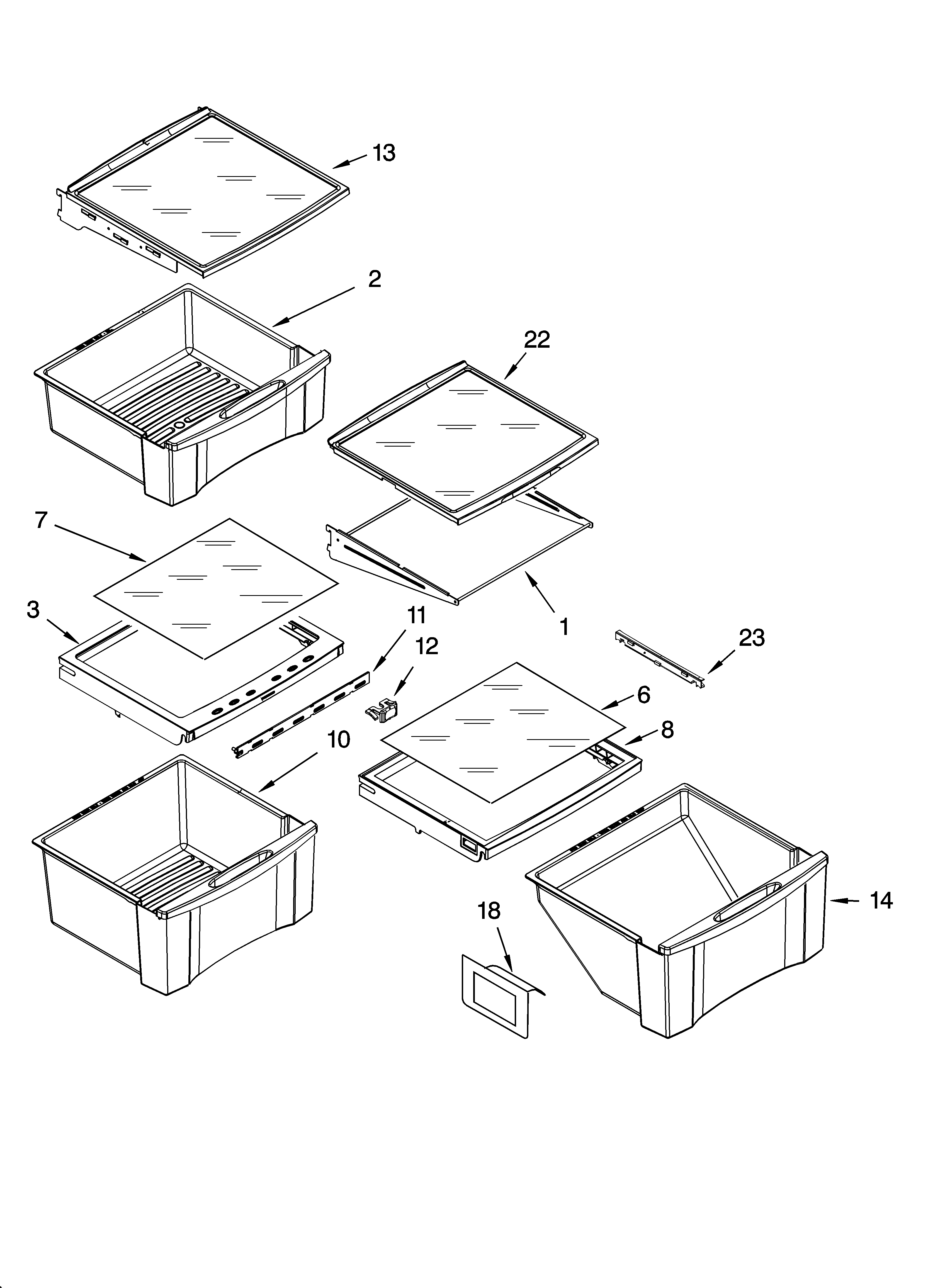 Whirlpool GS6NBEXRA00 refrigerator shelf parts diagram