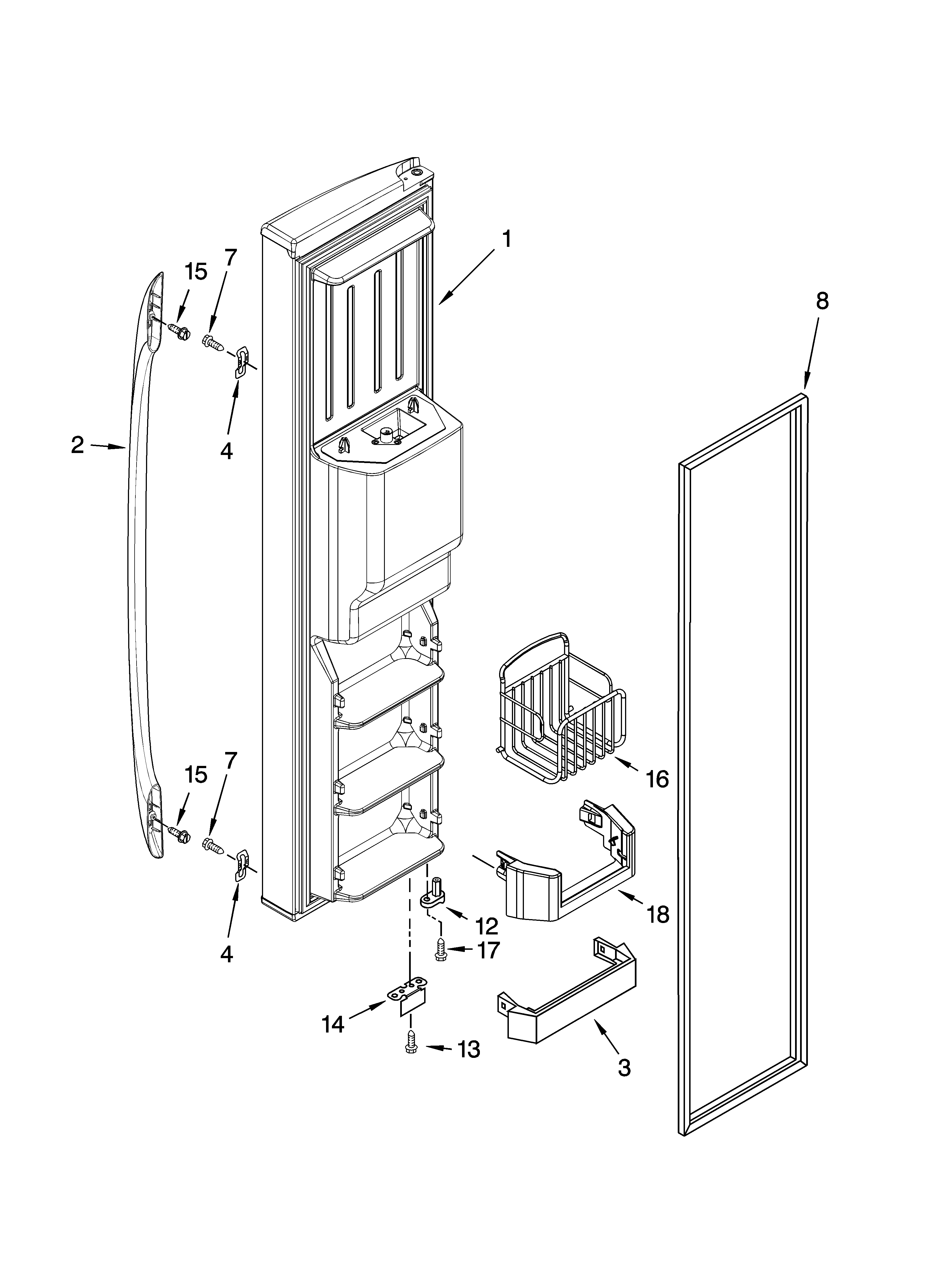 Whirlpool GS6NBEXRA00 freezer door parts diagram