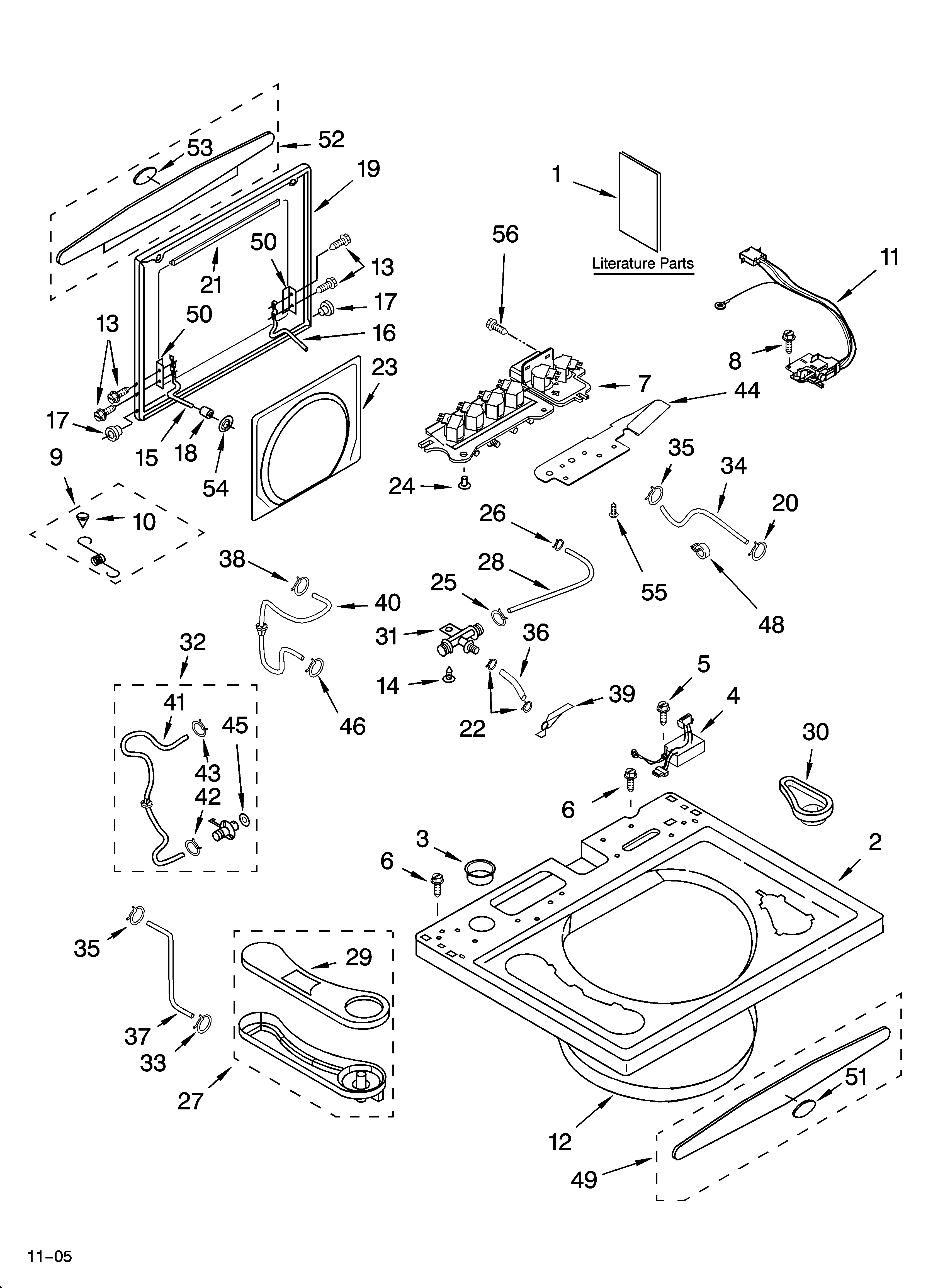 Whirlpool GVW9959KL3 top and lid parts diagram
