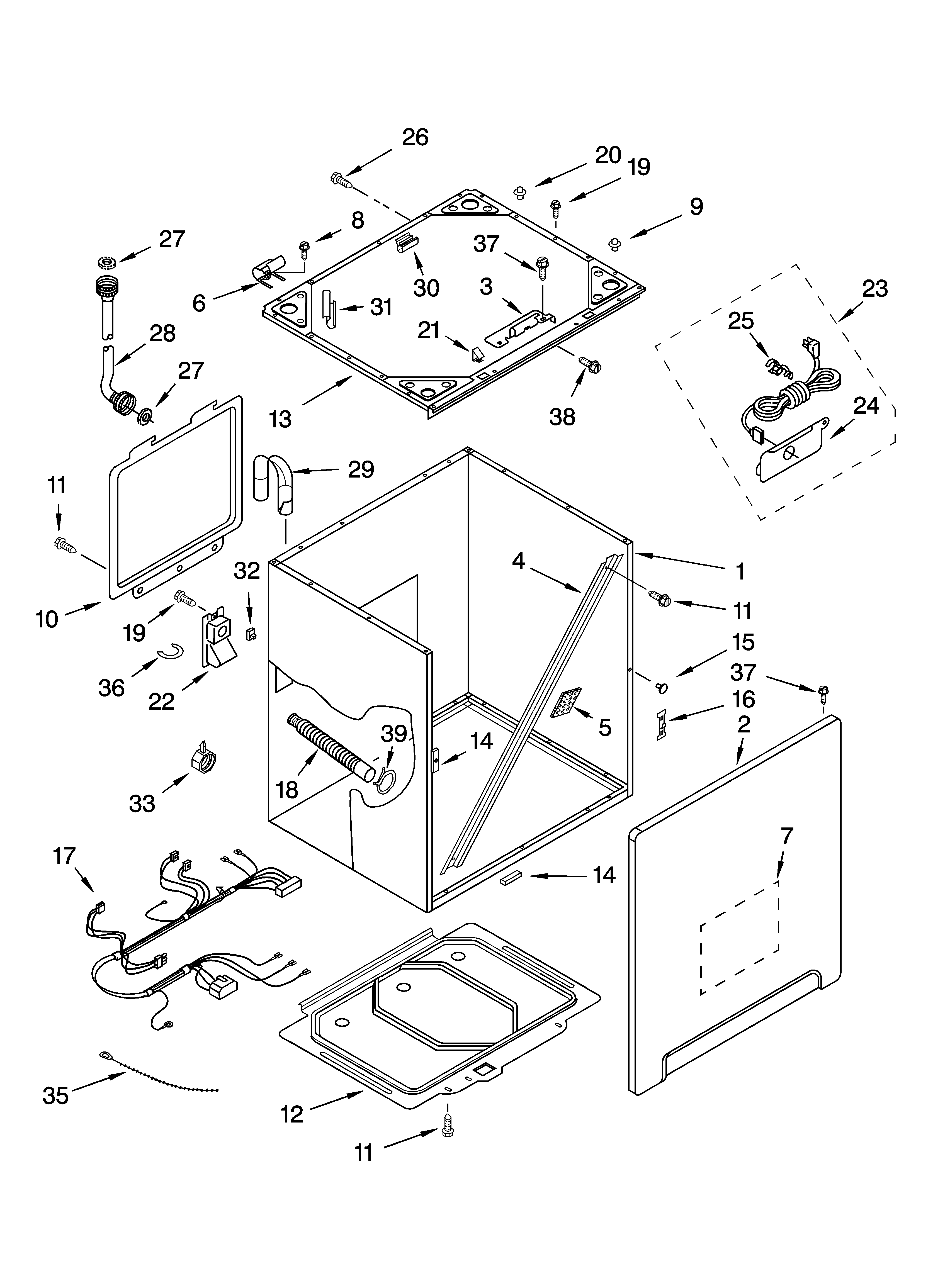 Whirlpool GVW9959KL3 cabinet and frame parts diagram