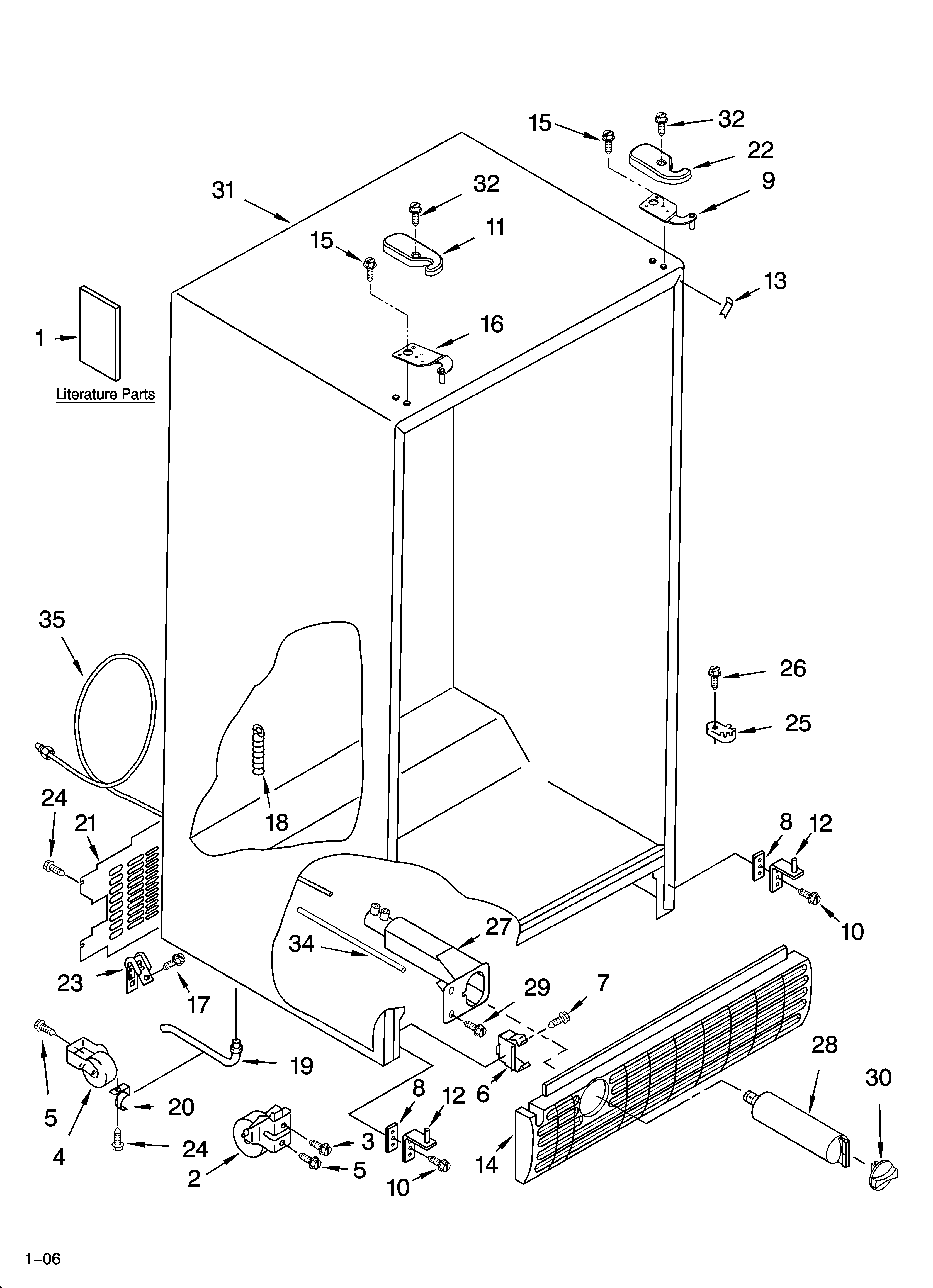 KitchenAid KSRG25FKWH16 cabinet parts diagram