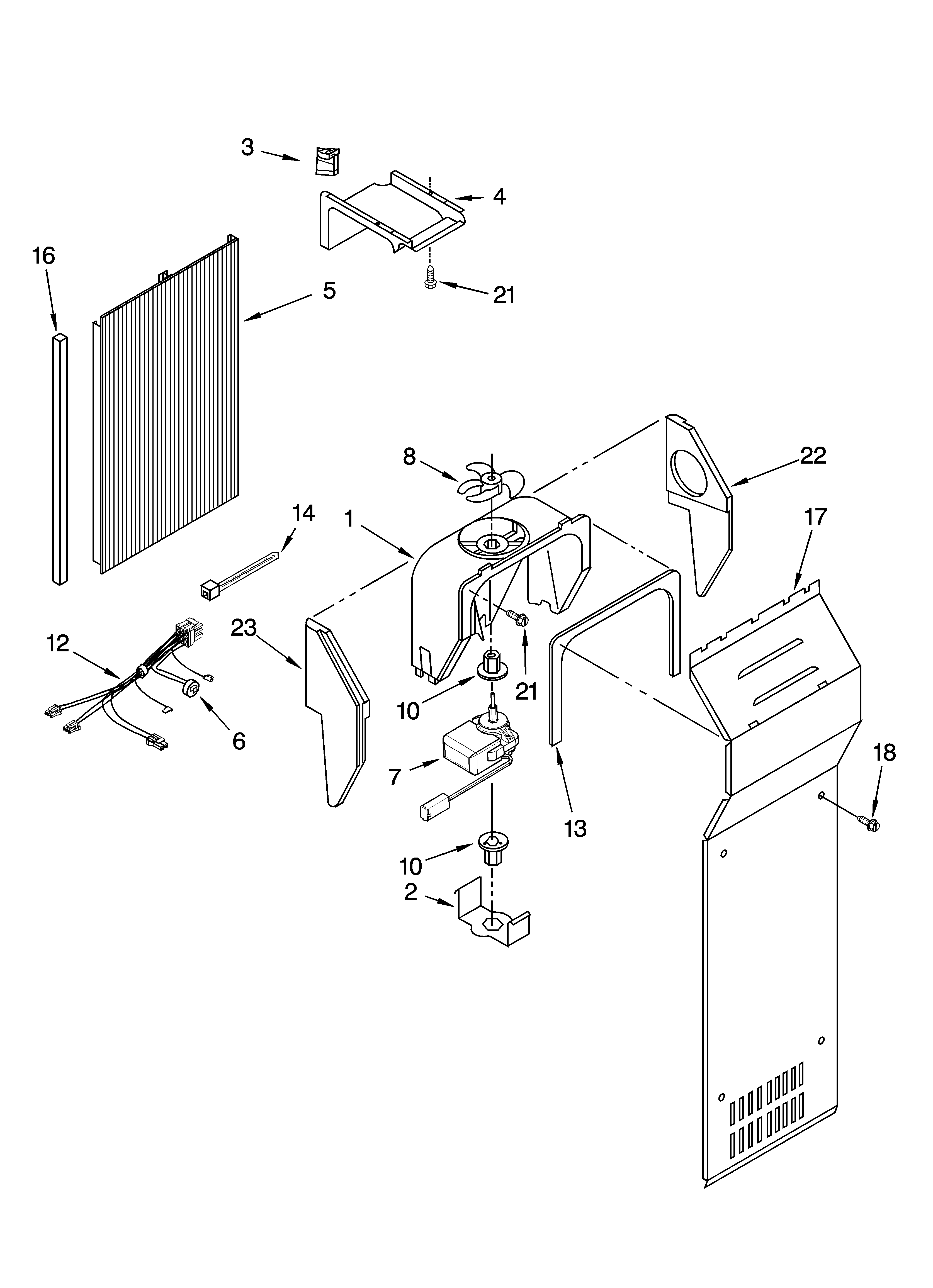 KitchenAid KSRG25FKWH16 air flow parts diagram