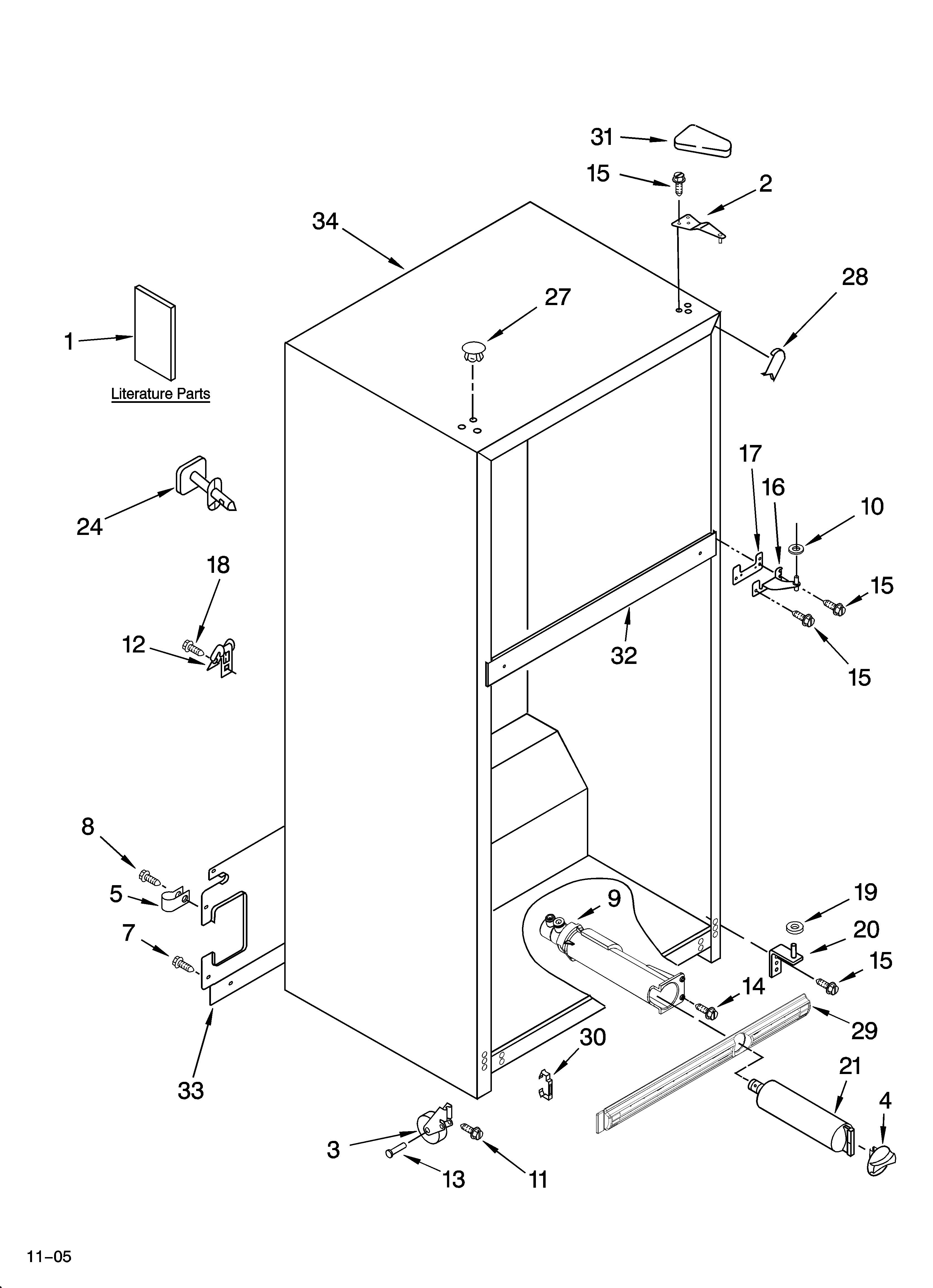 KitchenAid KTRC22EMBL05 cabinet parts diagram