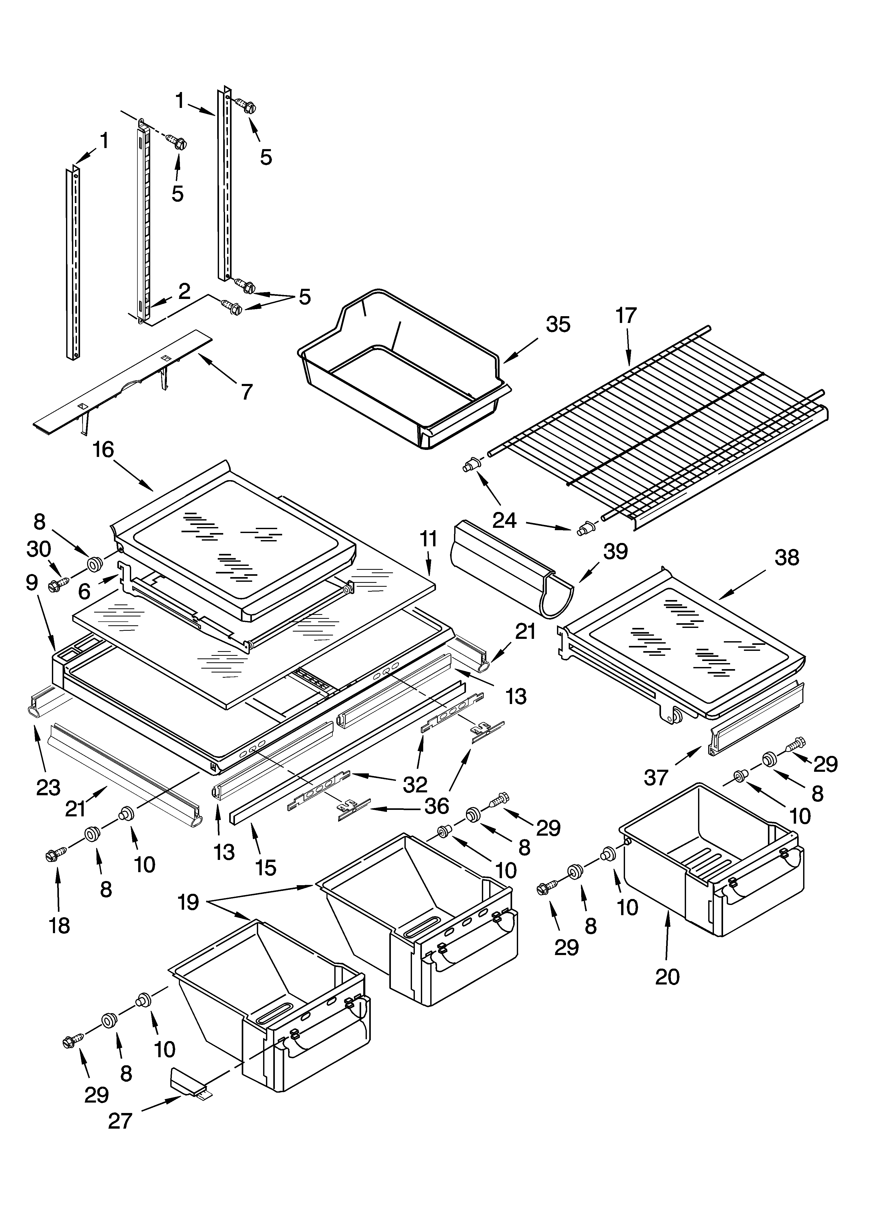 KitchenAid KTRC22EMBL05 shelf parts diagram