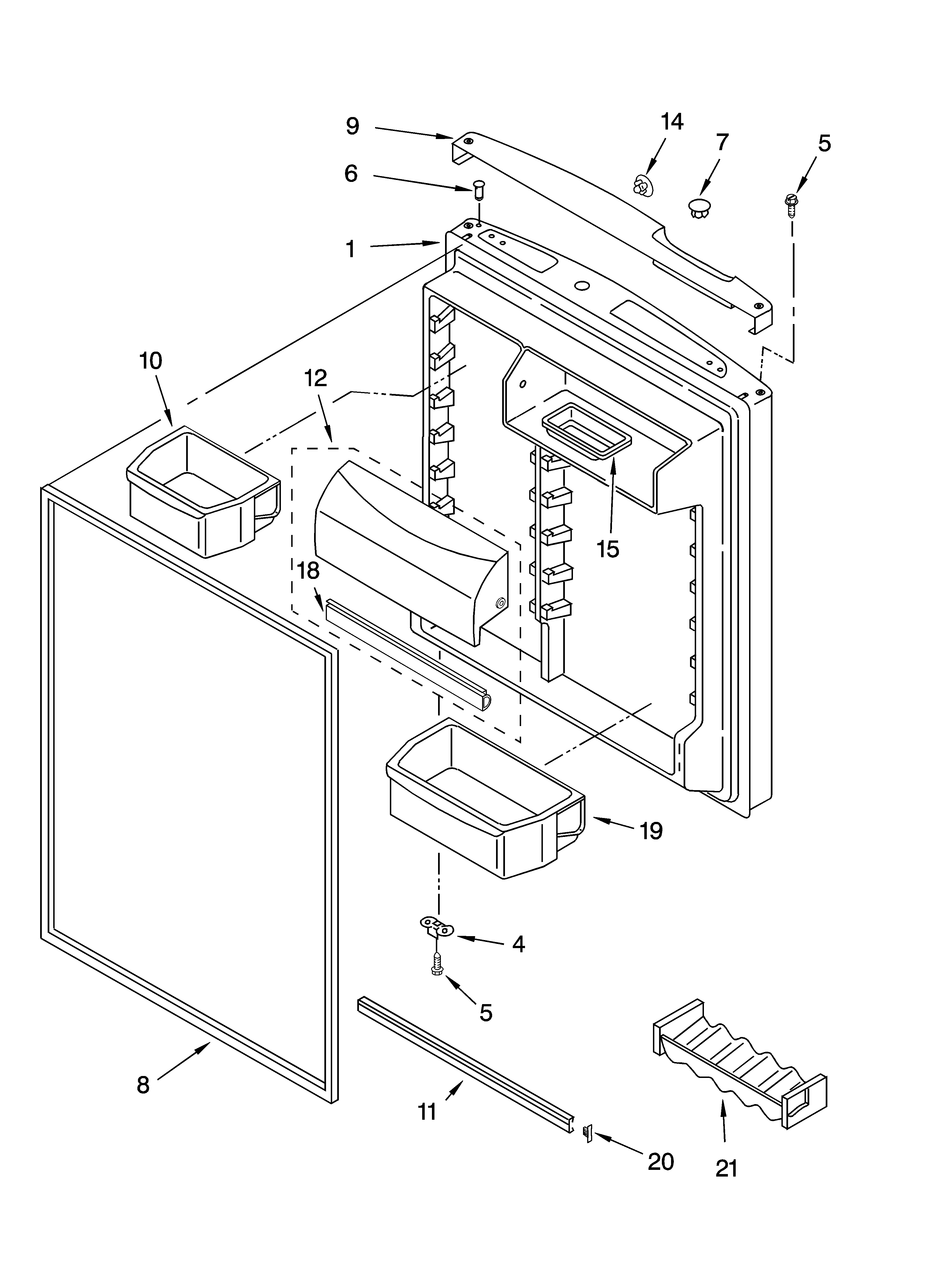 KitchenAid KTRC22EMBL05 refrigerator door parts diagram