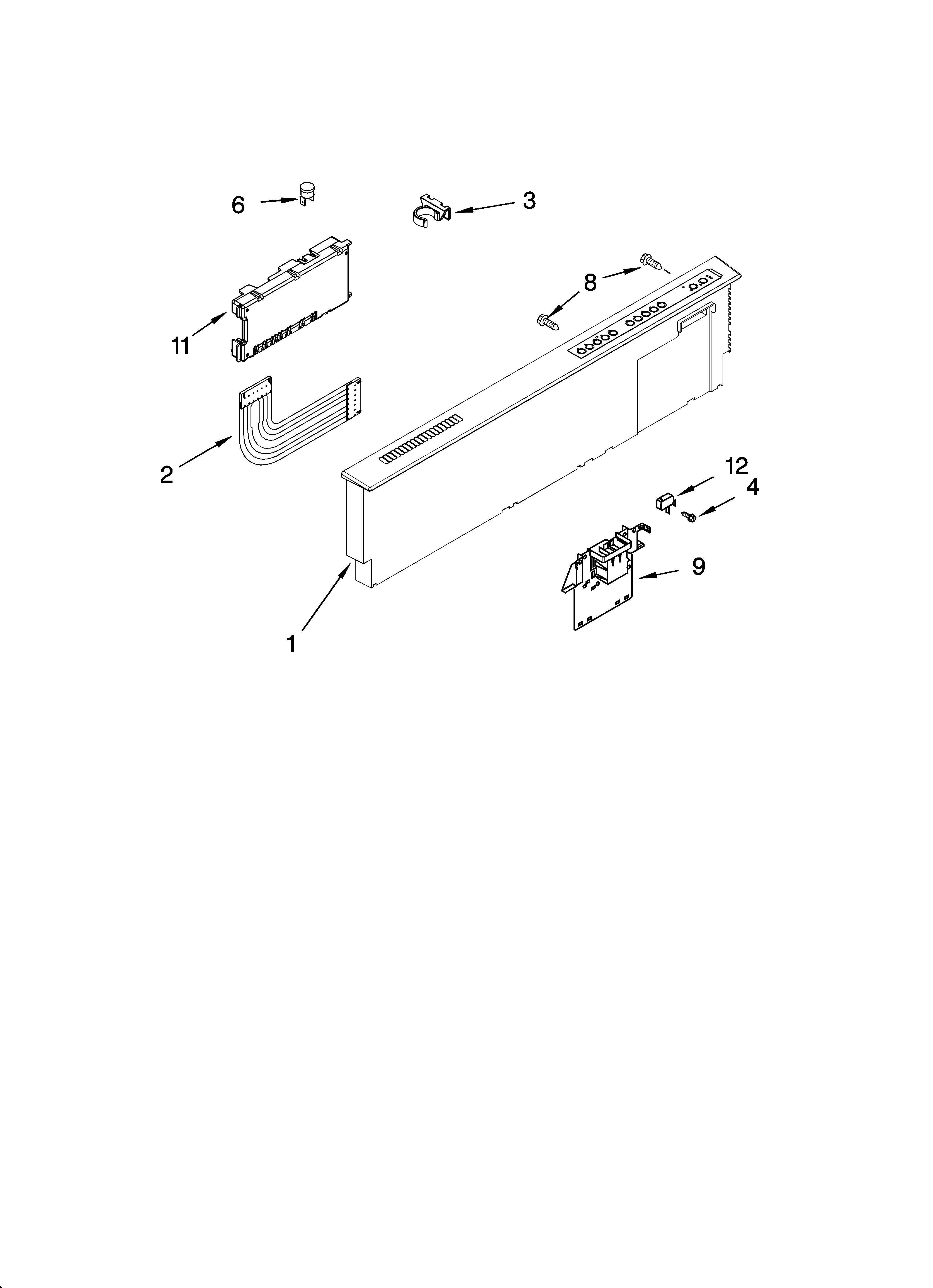 KitchenAid KUDP02FRBT1 control panel parts diagram