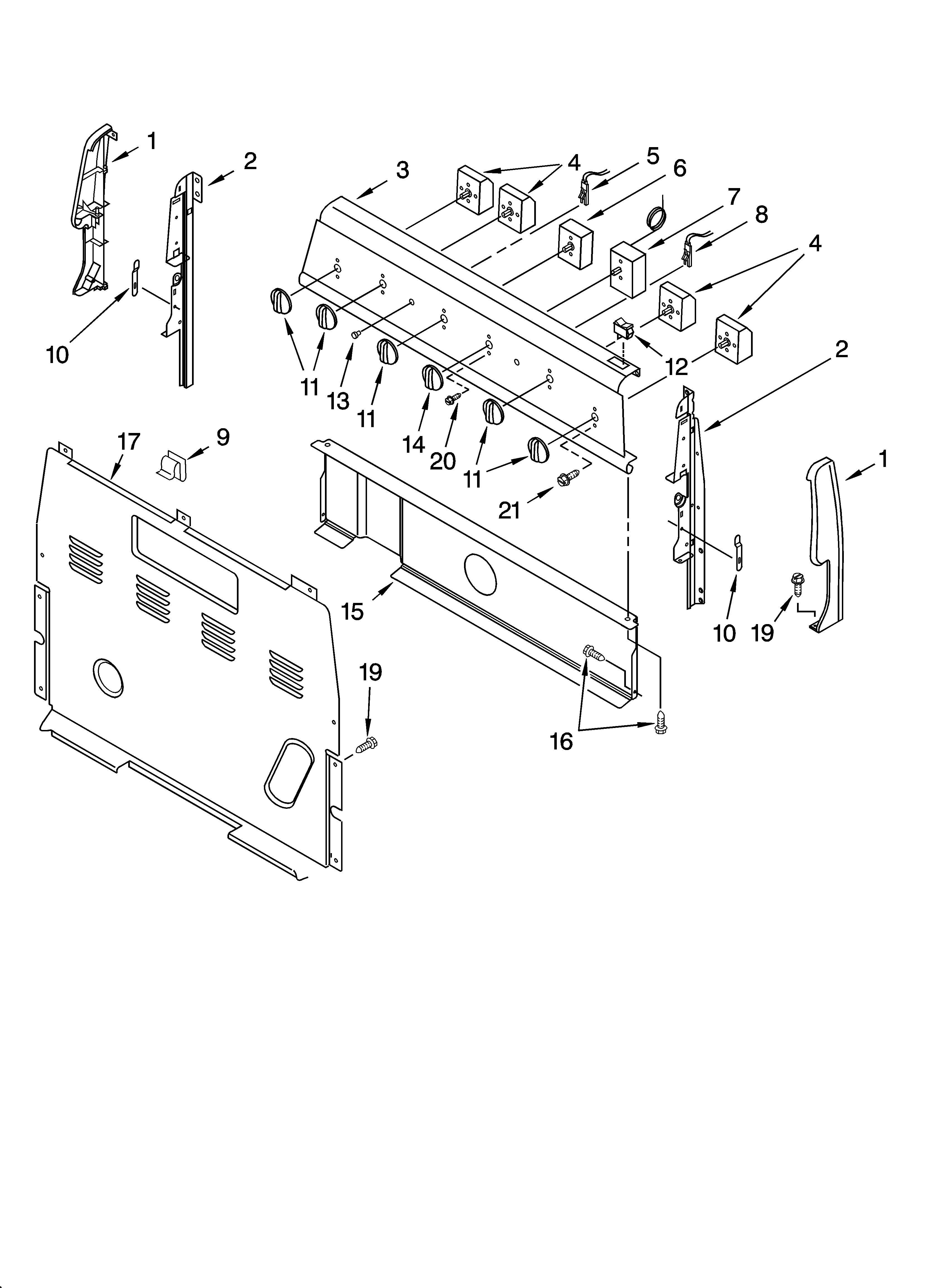 Whirlpool RF303PXKW4 control panel parts diagram