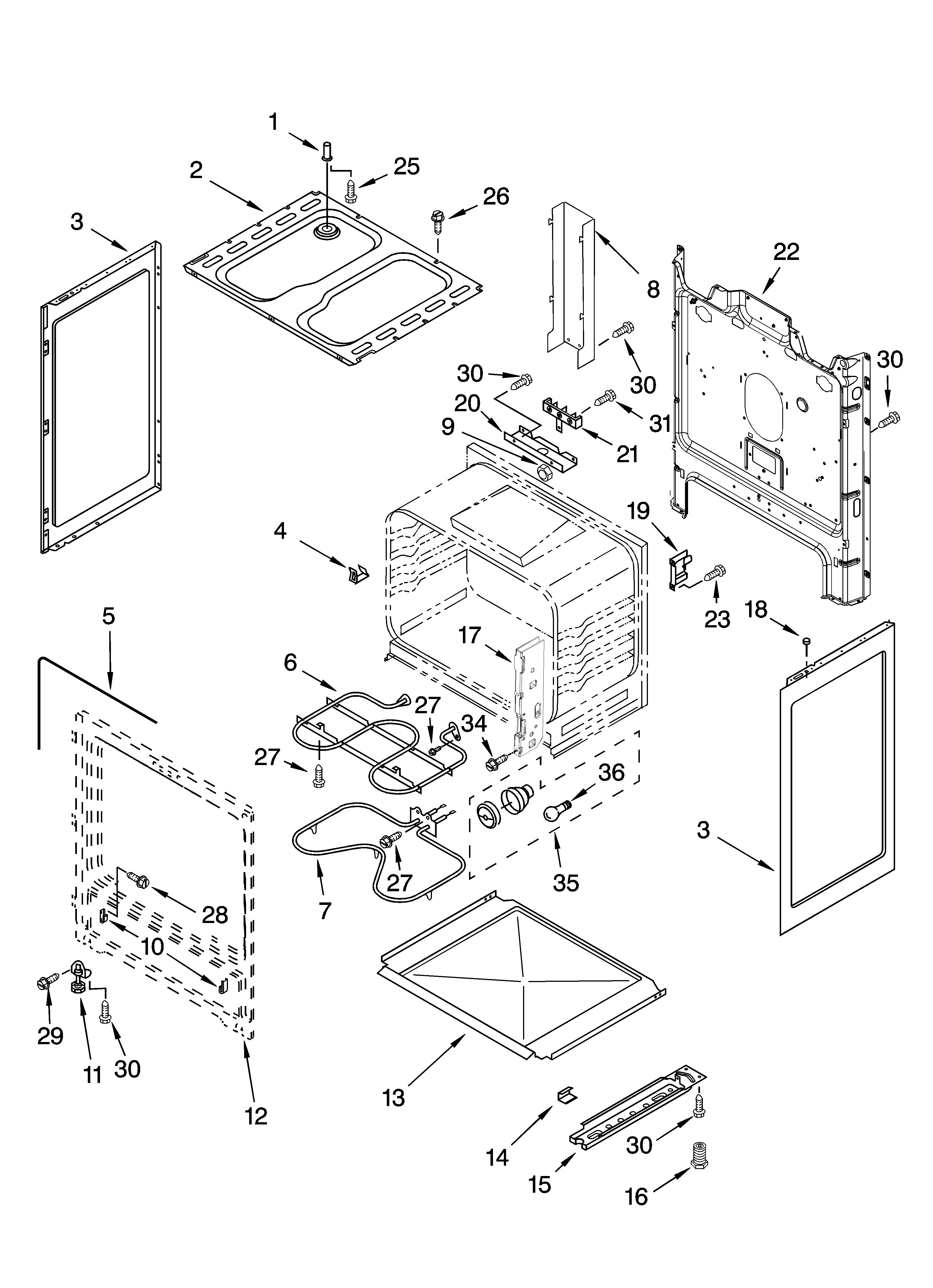 Whirlpool RF303PXKW4 chassis parts diagram