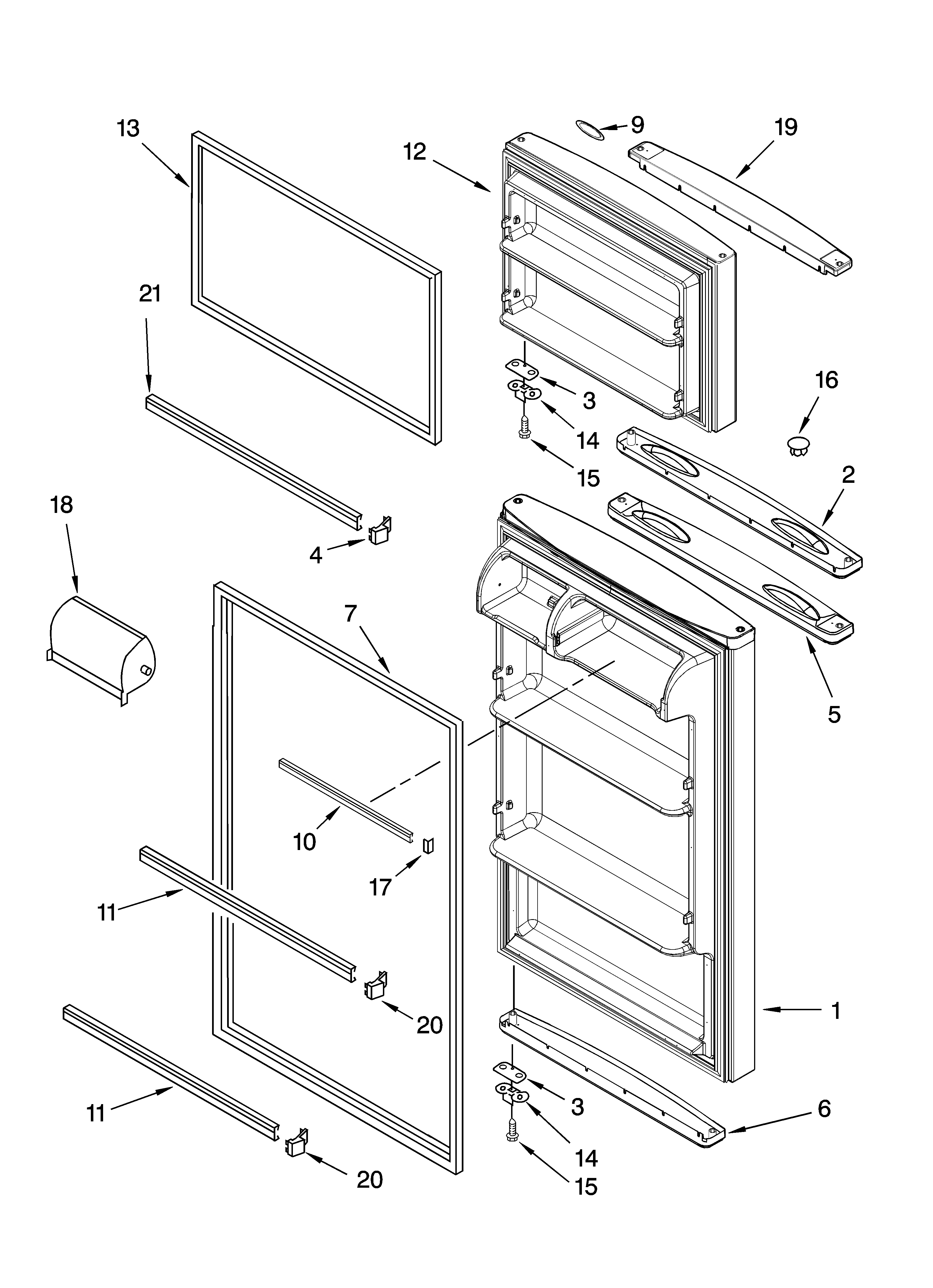 Whirlpool 5VET8WPKLQ04 door parts diagram