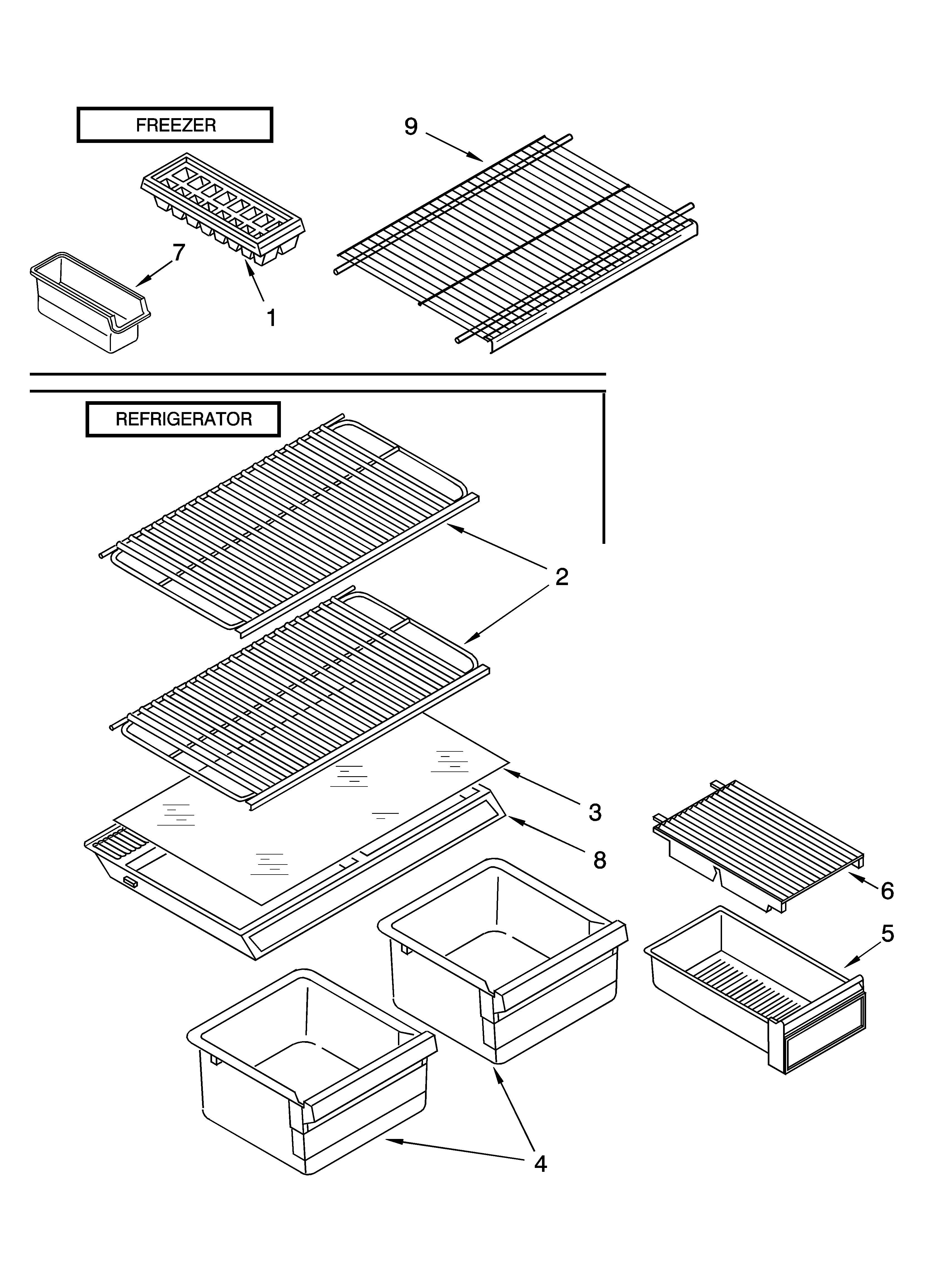 Whirlpool 5VET8WPKLQ04 shelf parts, optional parts diagram
