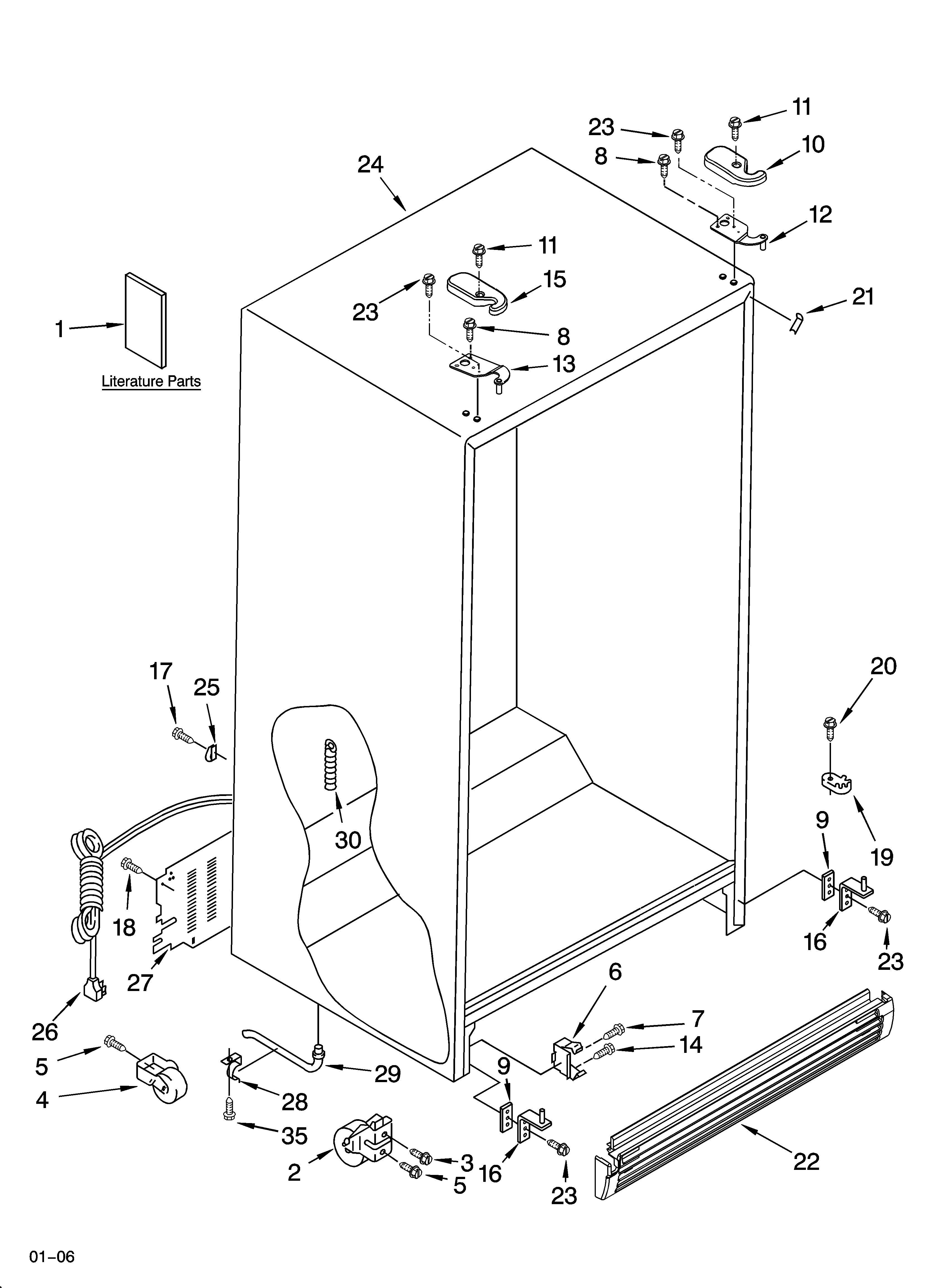 Whirlpool 6ED2FHKXRL01 cabinet parts diagram