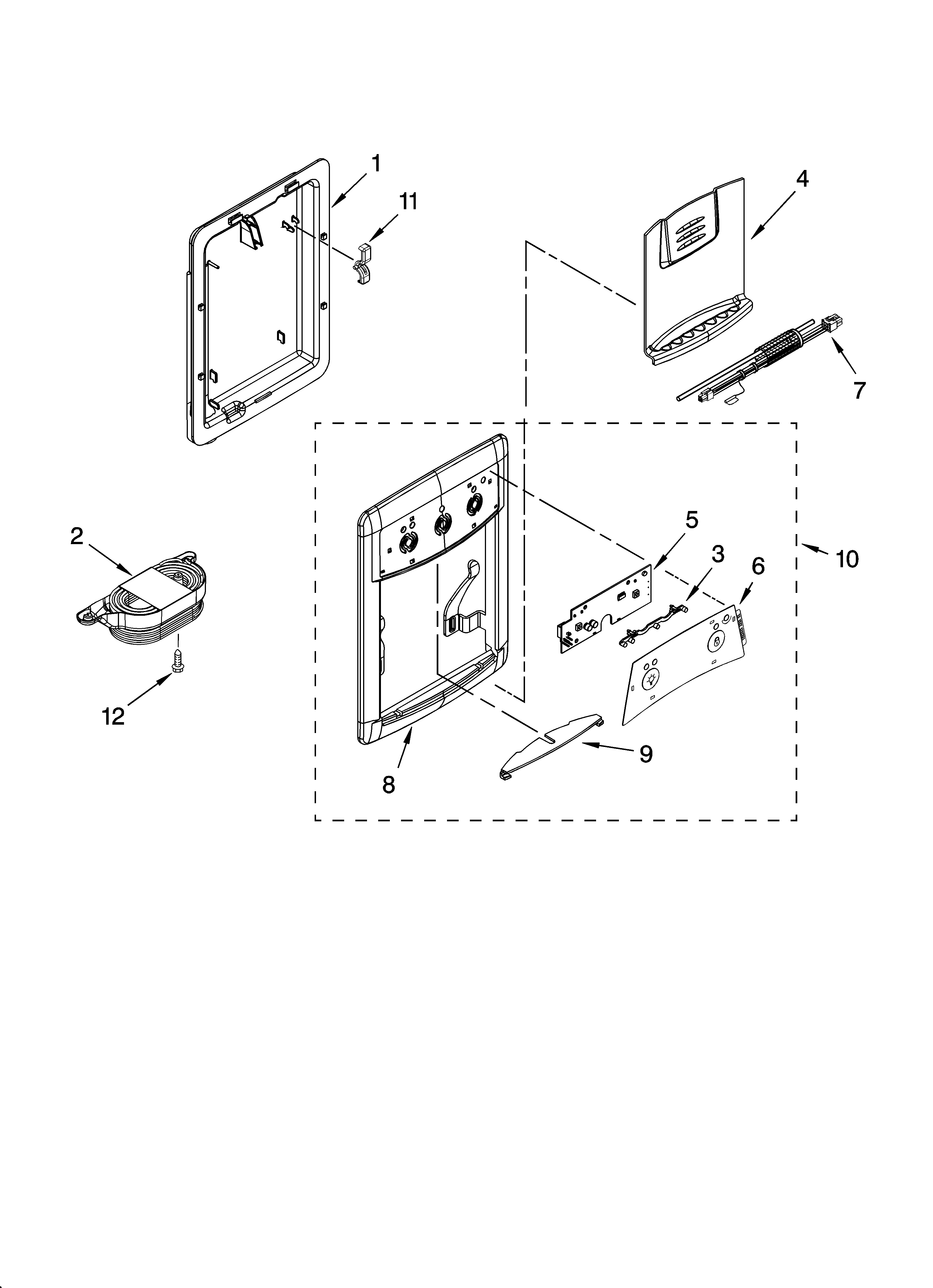 Whirlpool 7GR2SHWXRS00 dispenser parts, optional parts diagram