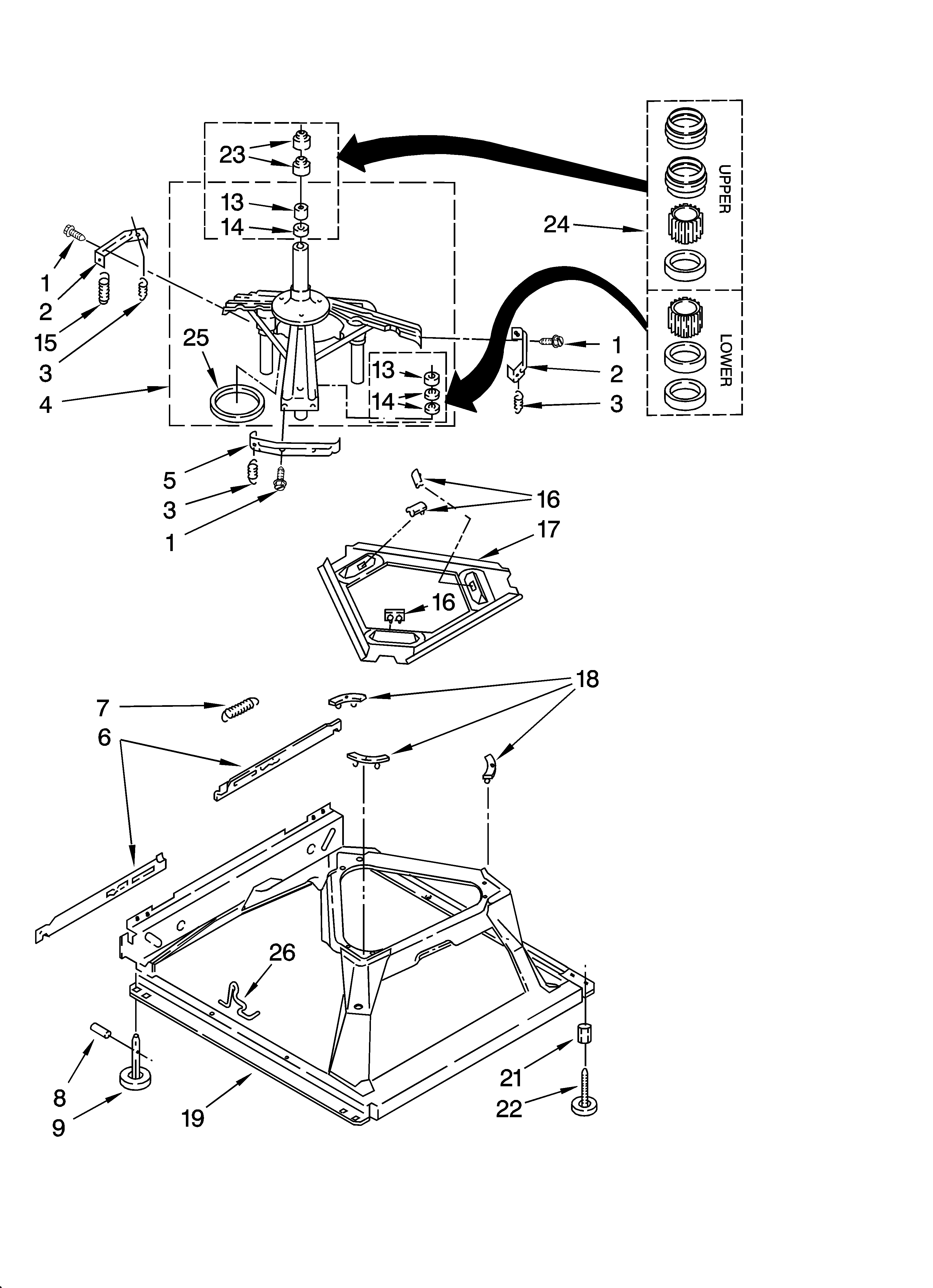 Crosley CAWS953RB1 machine base parts diagram