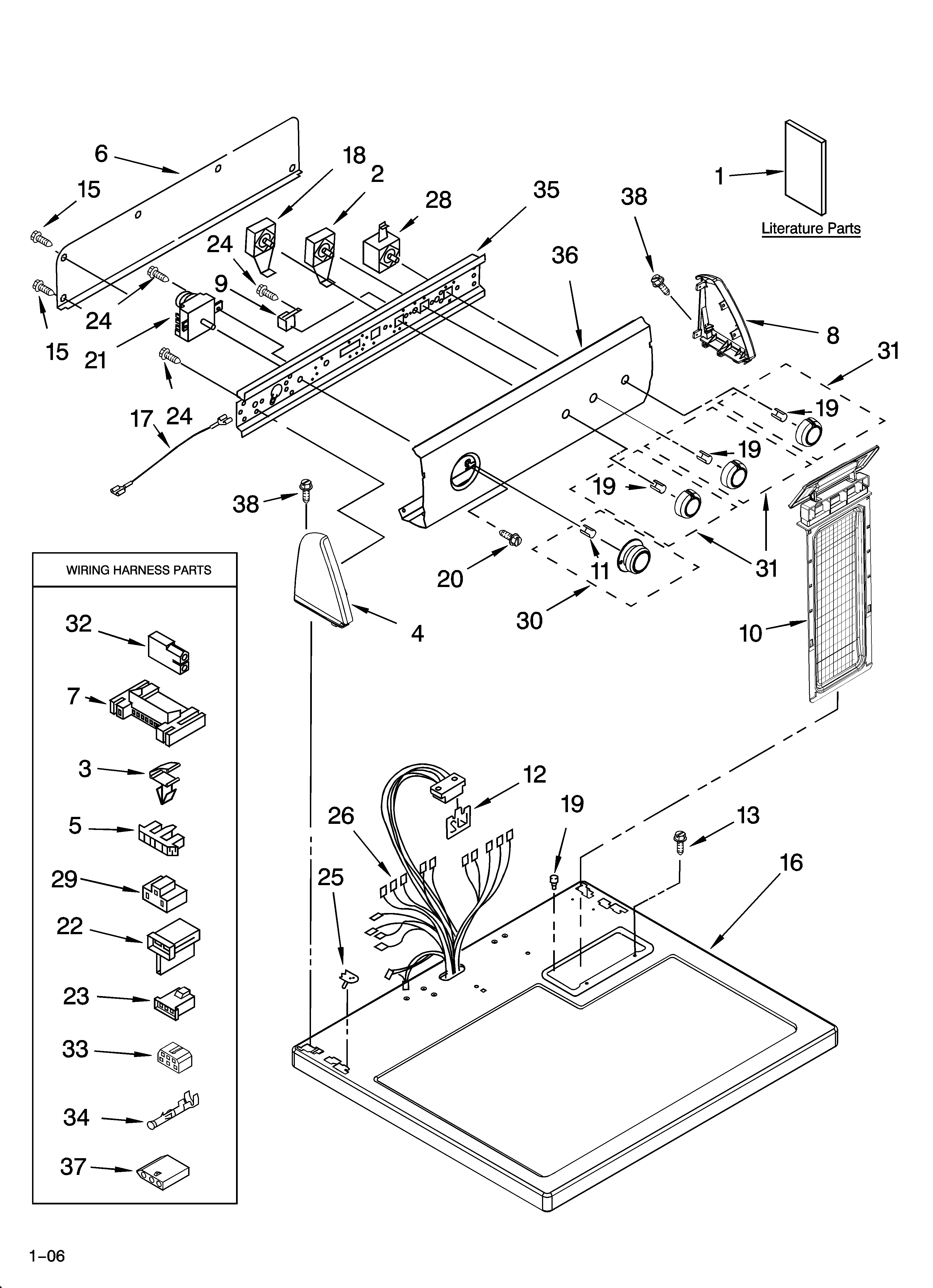 Crosley CGDS984RQ0 top and console parts diagram