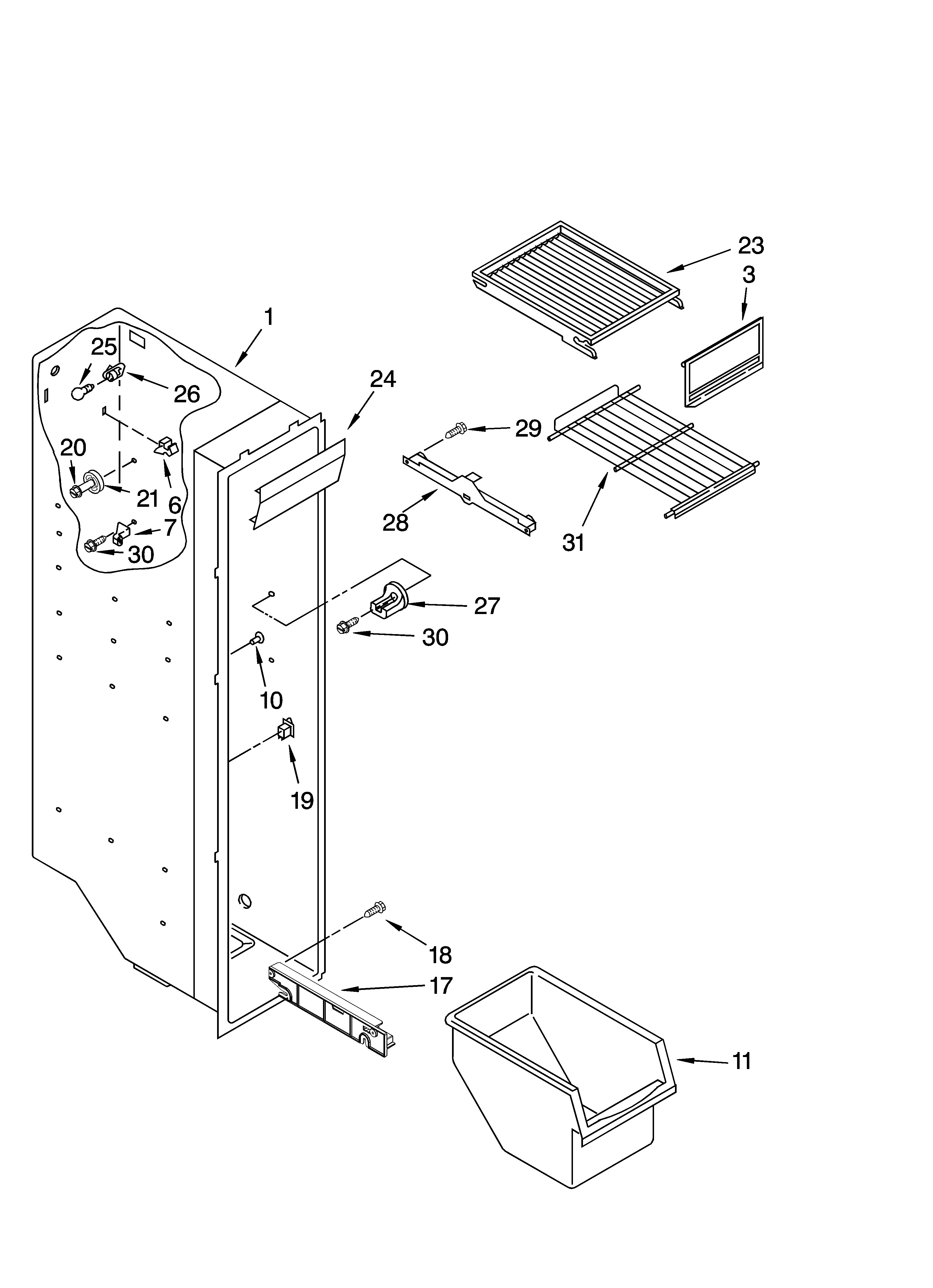 Whirlpool ED5JHGXRQ02 freezer liner parts diagram