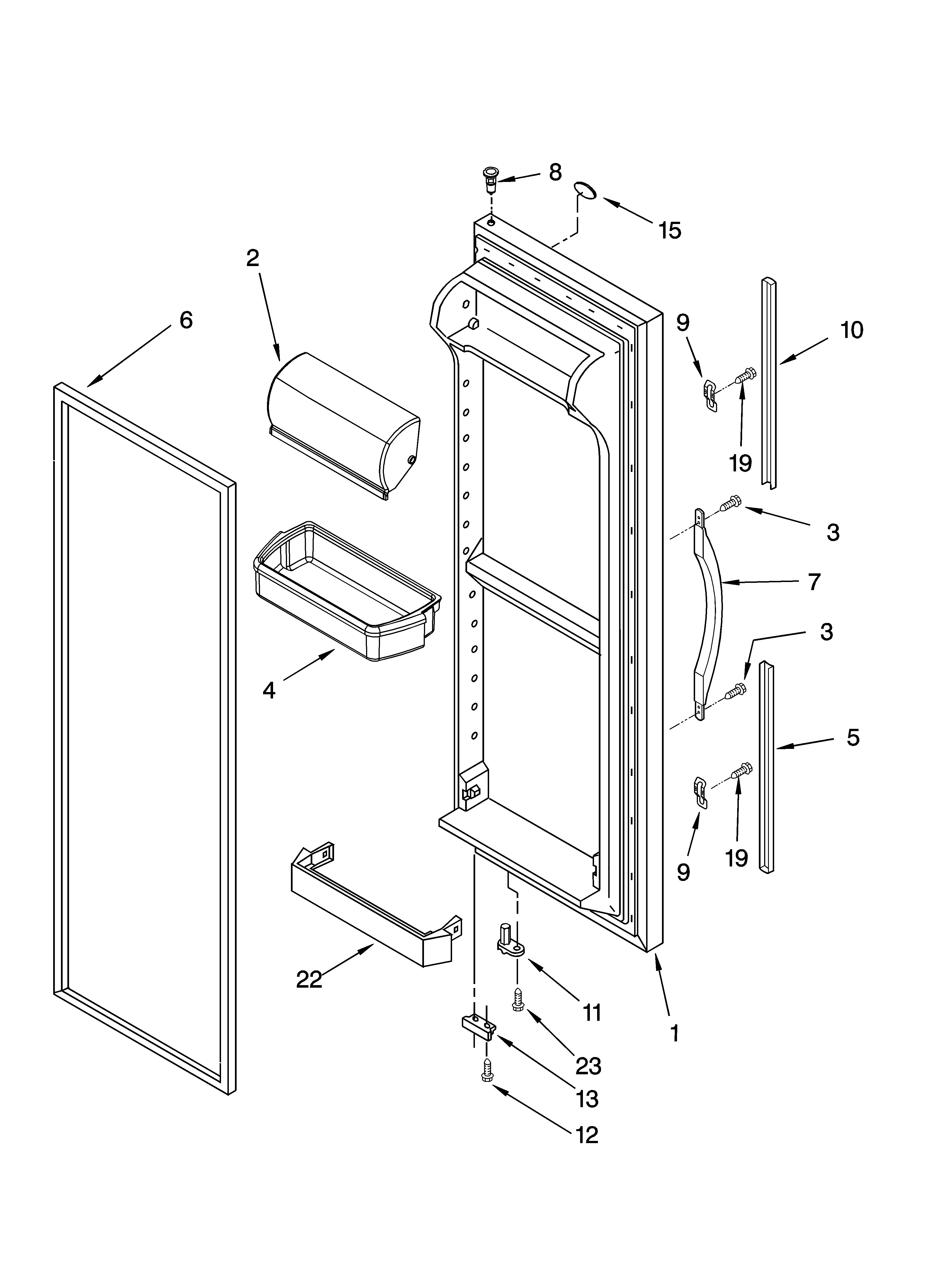 Whirlpool ED5JHGXRQ02 refrigerator door parts diagram