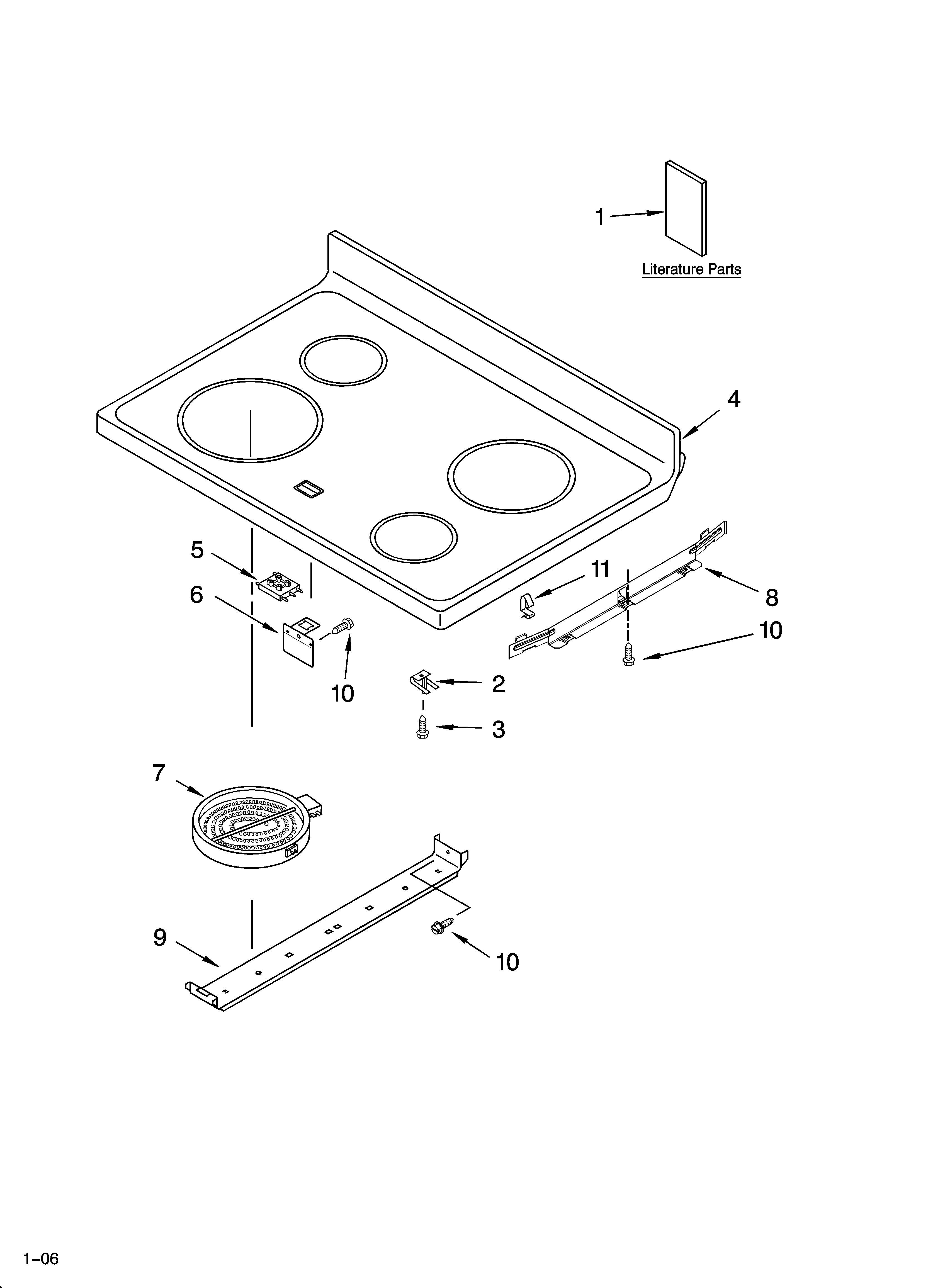Roper FES356RD2 cooktop parts diagram