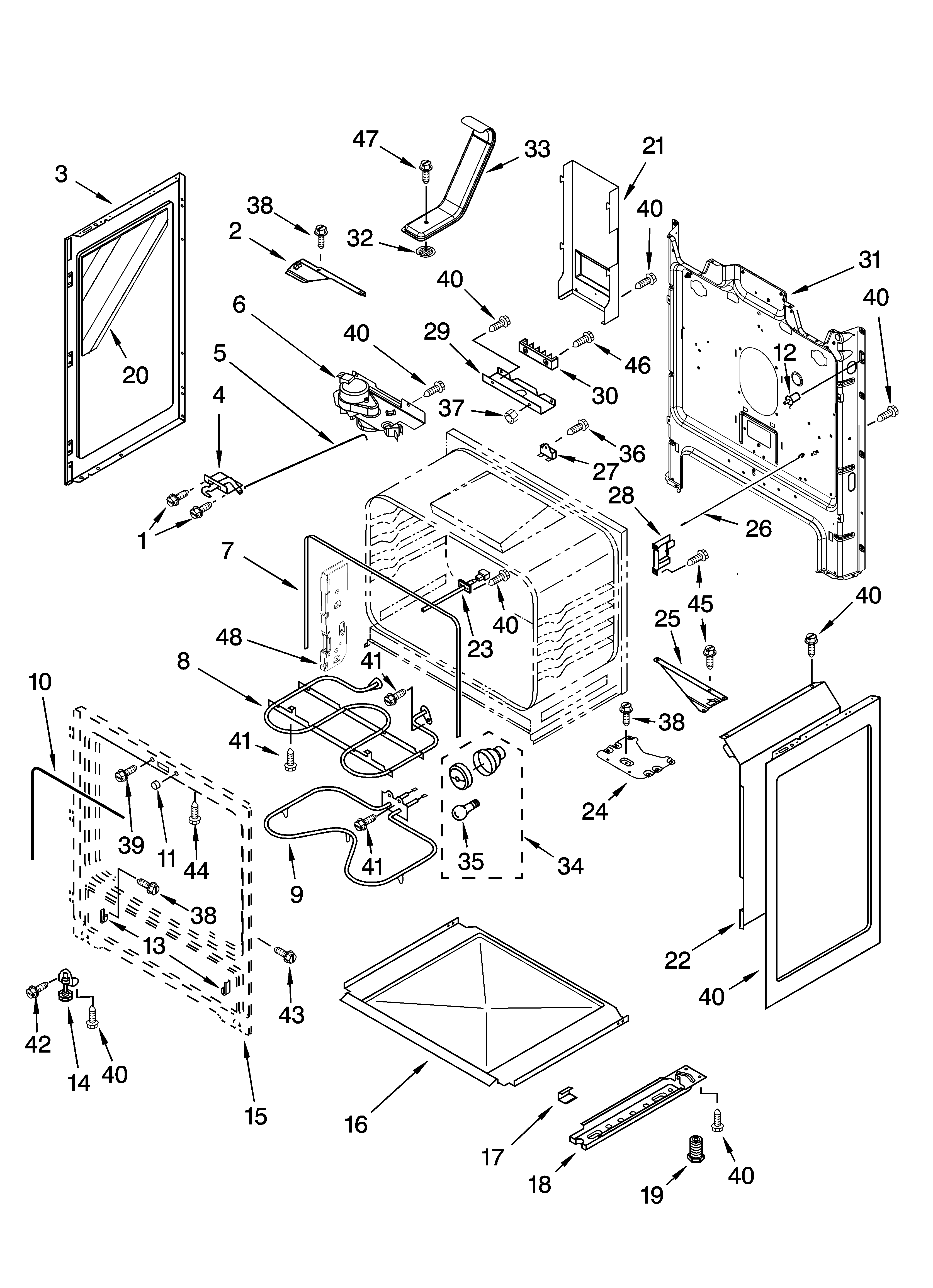 Roper FES356RD2 chassis parts diagram