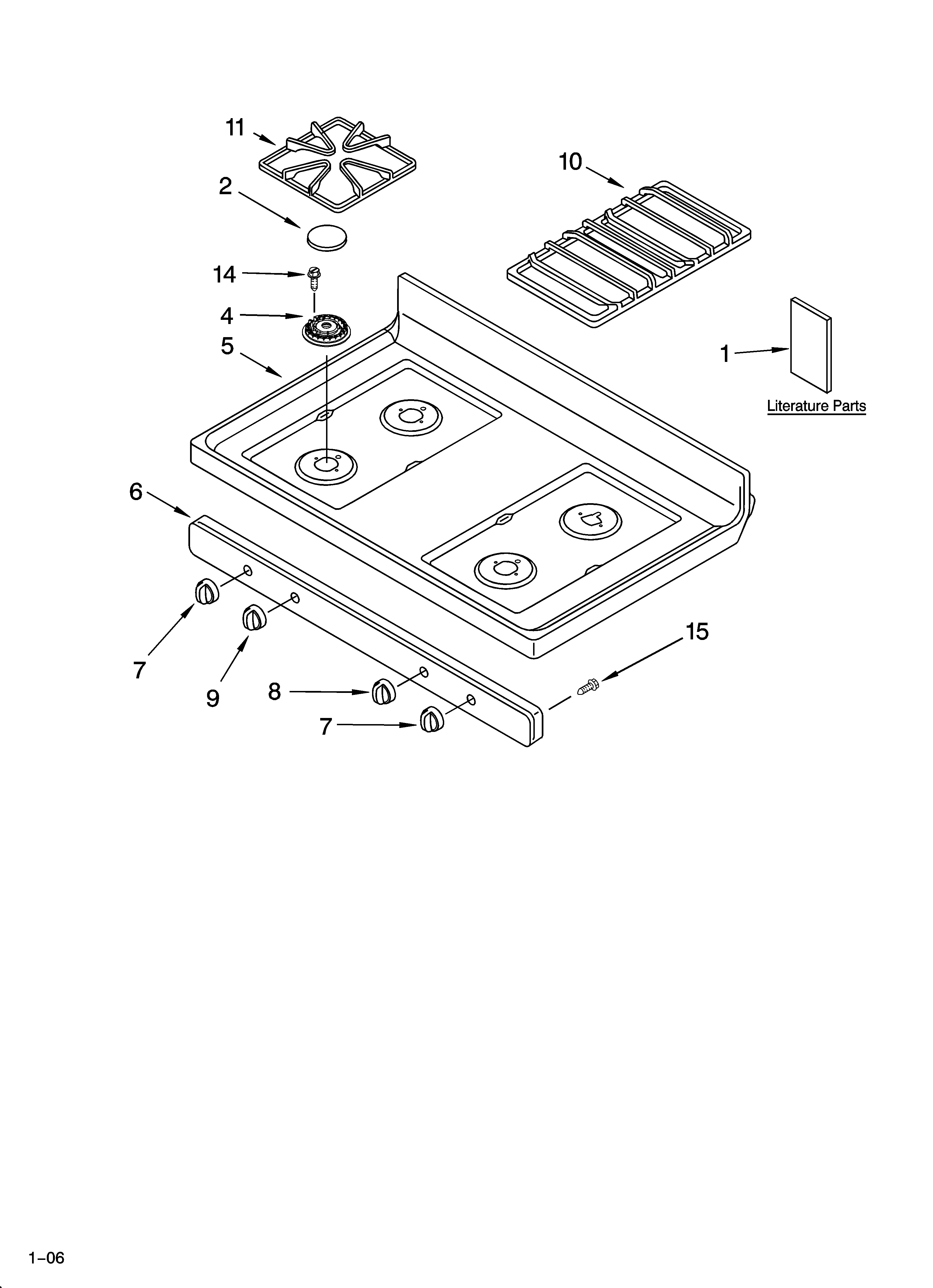 Whirlpool GS445LEMS5 cooktop parts diagram