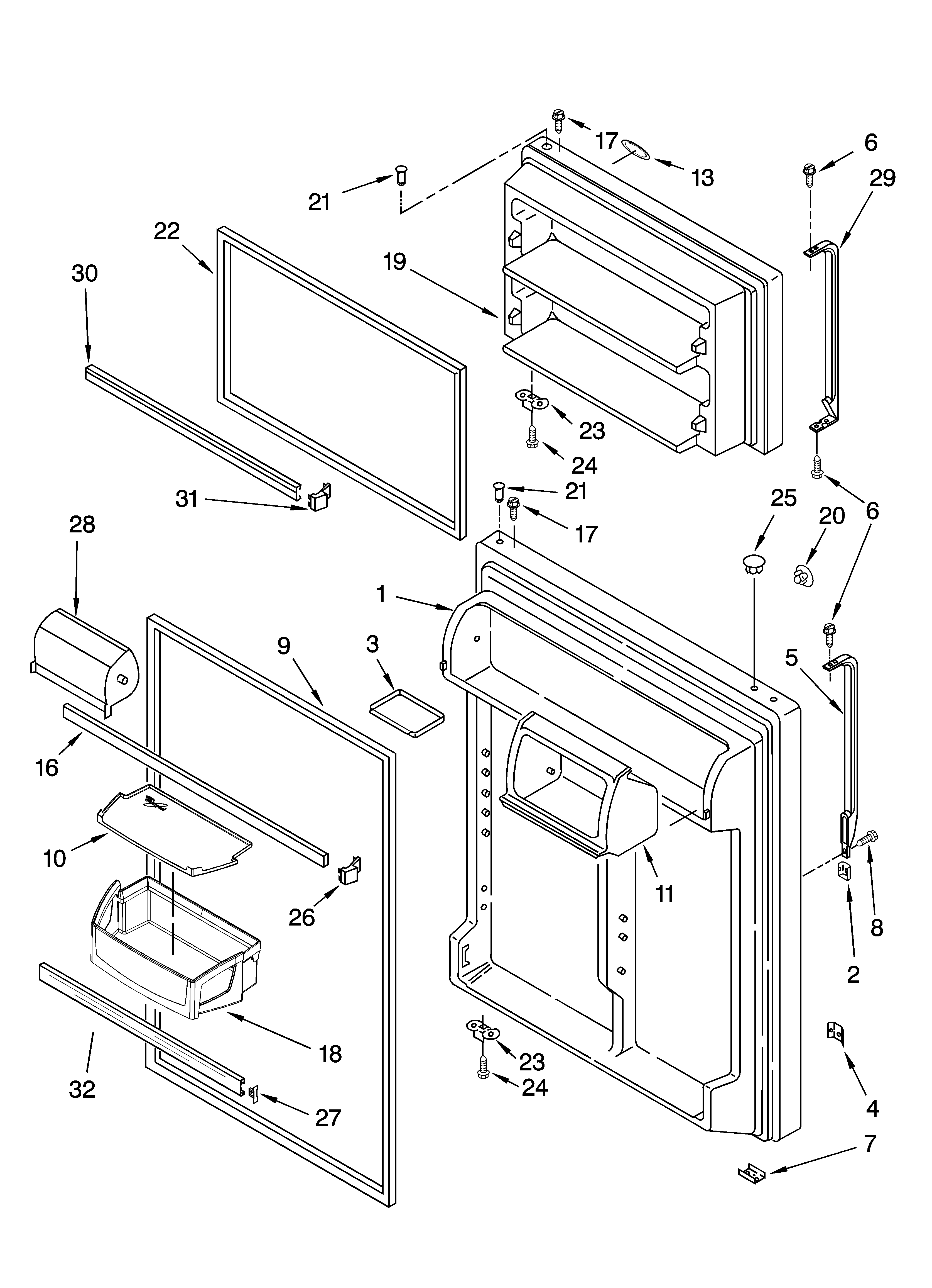 Whirlpool GT9MHTXRT01 door parts diagram