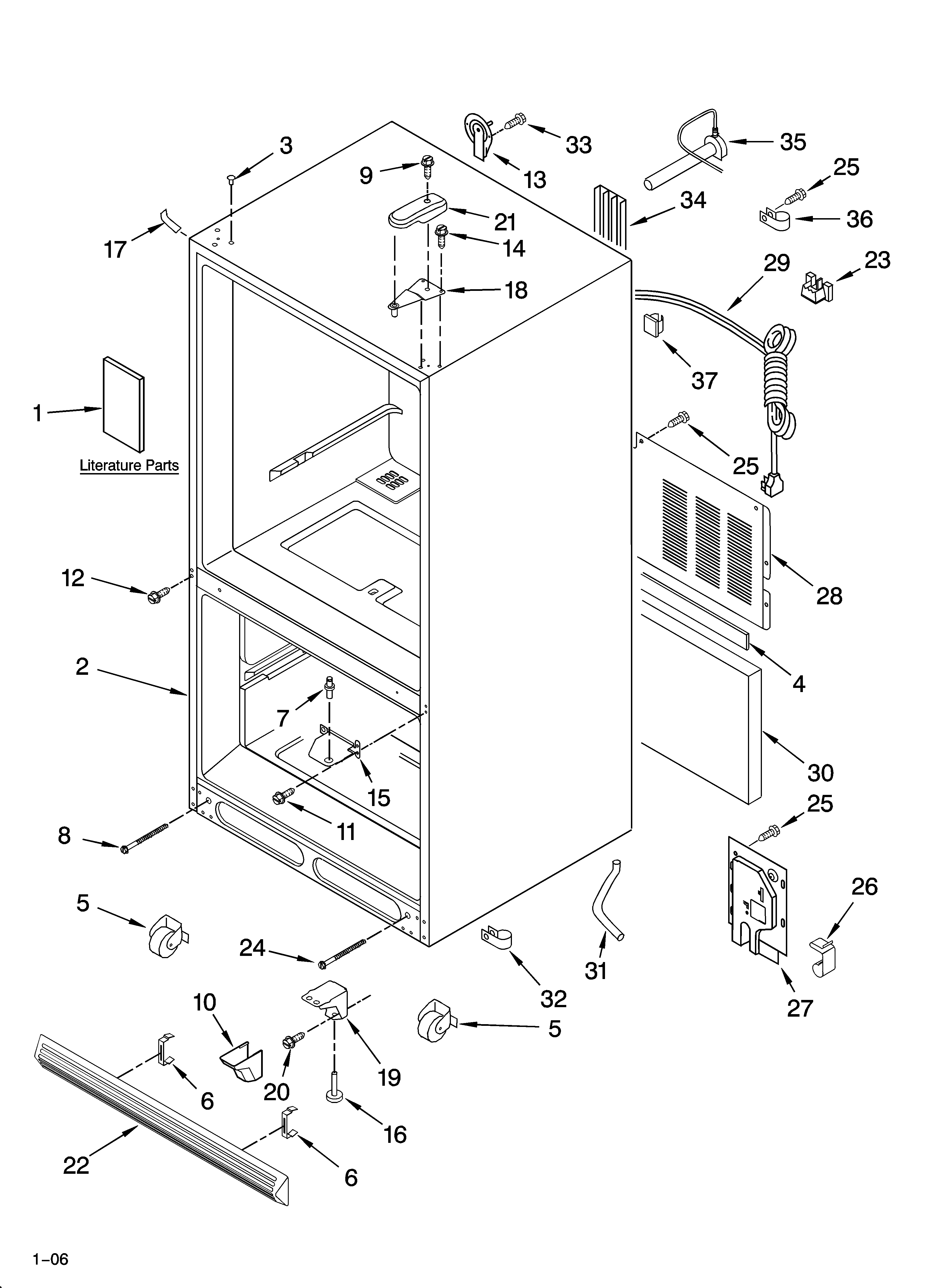 KitchenAid KBRA20ERSS01 cabinet parts diagram