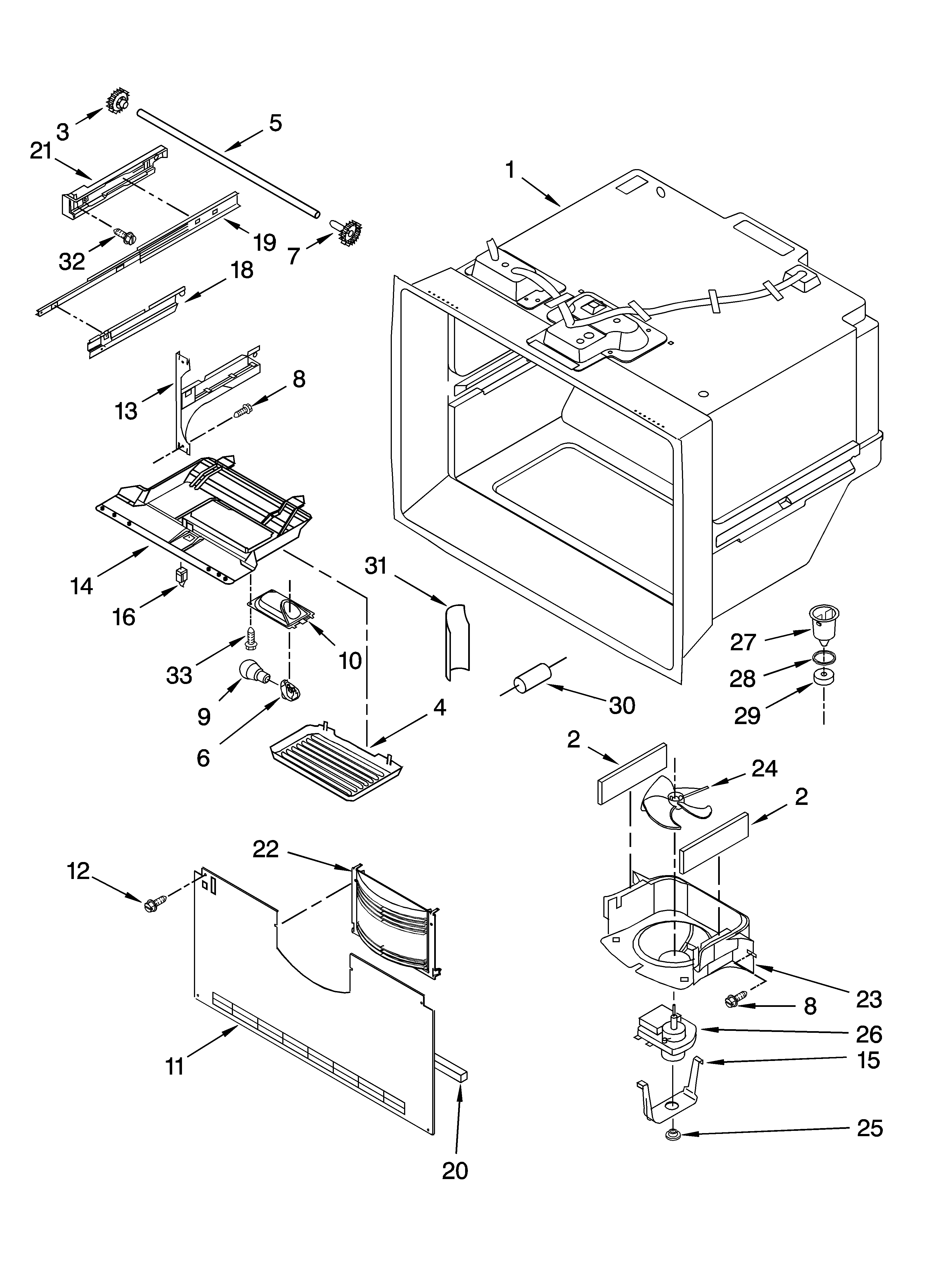 KitchenAid KBRA20ERSS01 freezer liner parts diagram