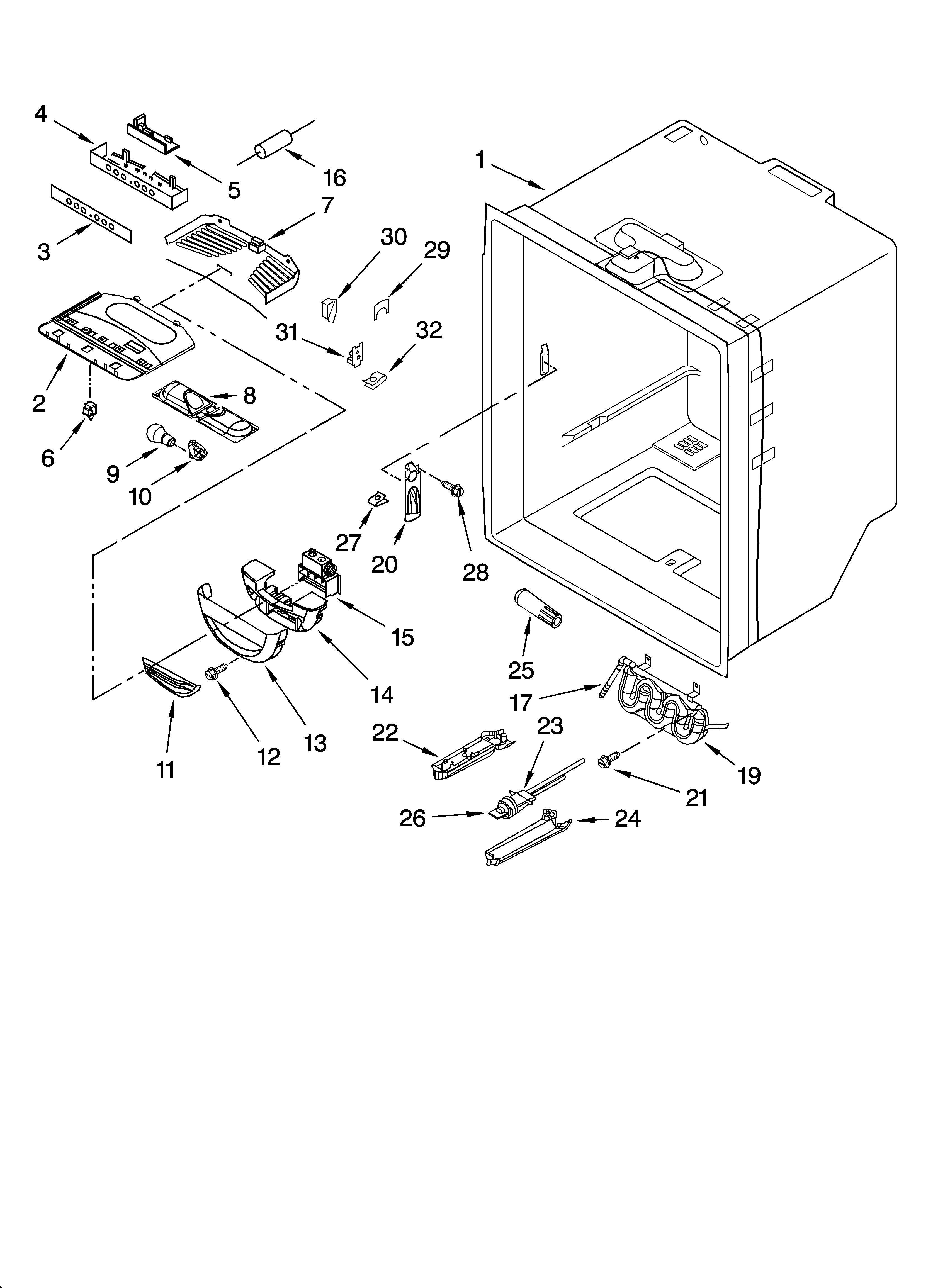 KitchenAid KBRA20ERSS01 refrigerator liner parts diagram