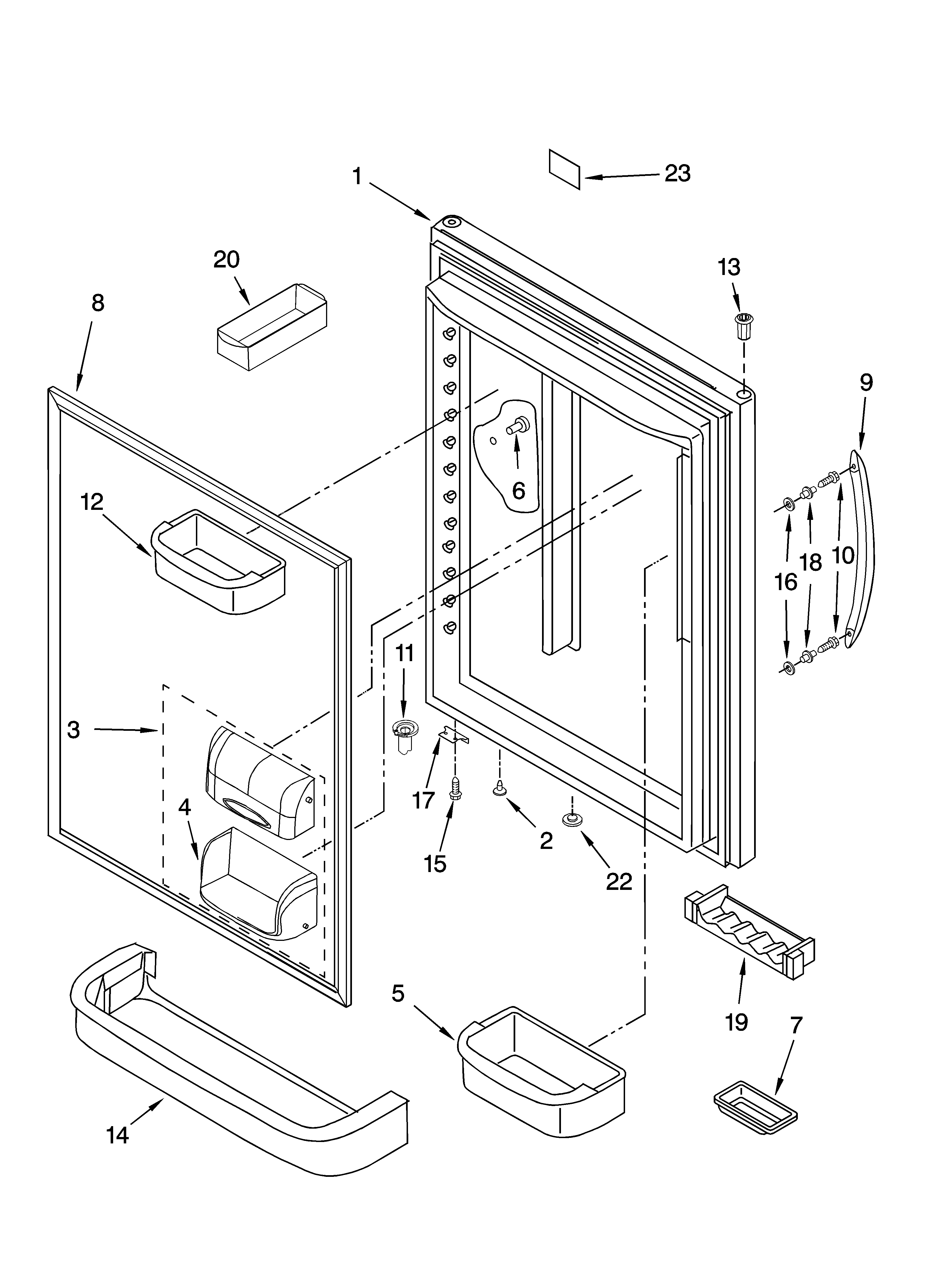 KitchenAid KBRA20ERSS01 refrigerator door parts diagram